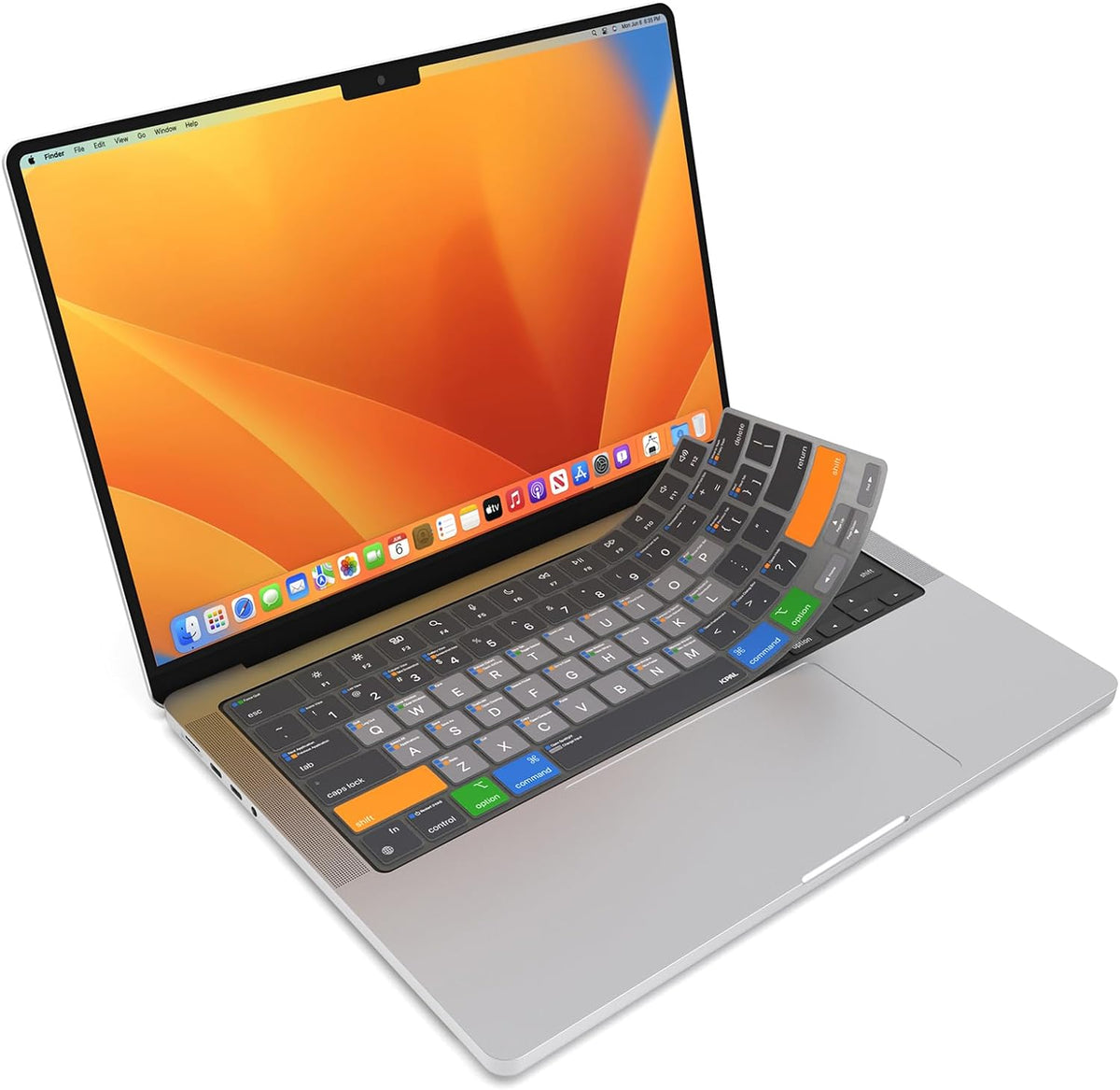 JCPal MacOS Shortcut Guide Keyboard Cover for Apple MacBook Pro 14 inch and MacBook Pro 16 inch (M1-M4 Models) and MacBook Air 13 inch and MacBook Air 15 inch (M2-M4 Models) (US-Layout)