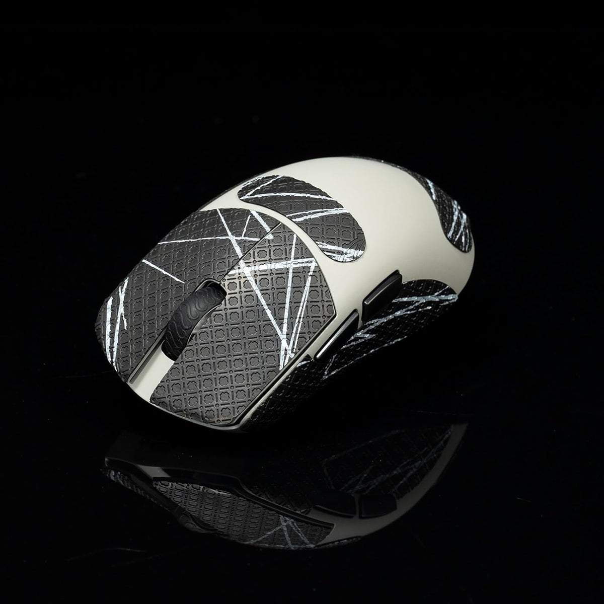 Grip Tape for Lamzu Atlantis Maya - Anti-Slip,Enhanced Control, Sweat Resistance,Improves FPS Gaming Grip & Mouse Protection [Pre-Cut] Black White 0.4mm