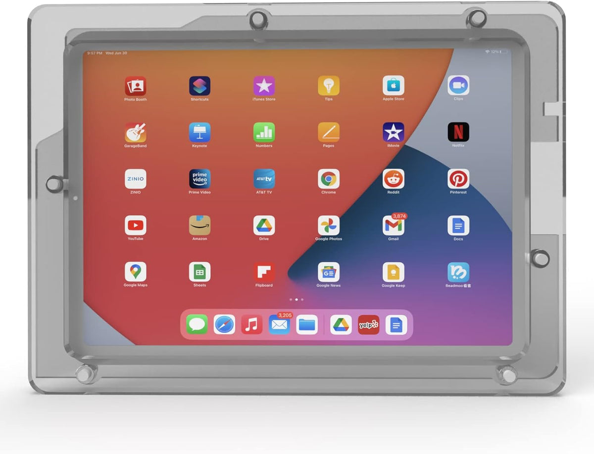 TABcare Anti-Theft Acrylic VESA Enclosure for Apple iPad Pro 11" 1st, 2nd, 3rd, 4th gen. with Free Wall Mount Kit & 90-Degree Angle USB C Cable (iPad Pro 11 1/2/3/4, Clear)