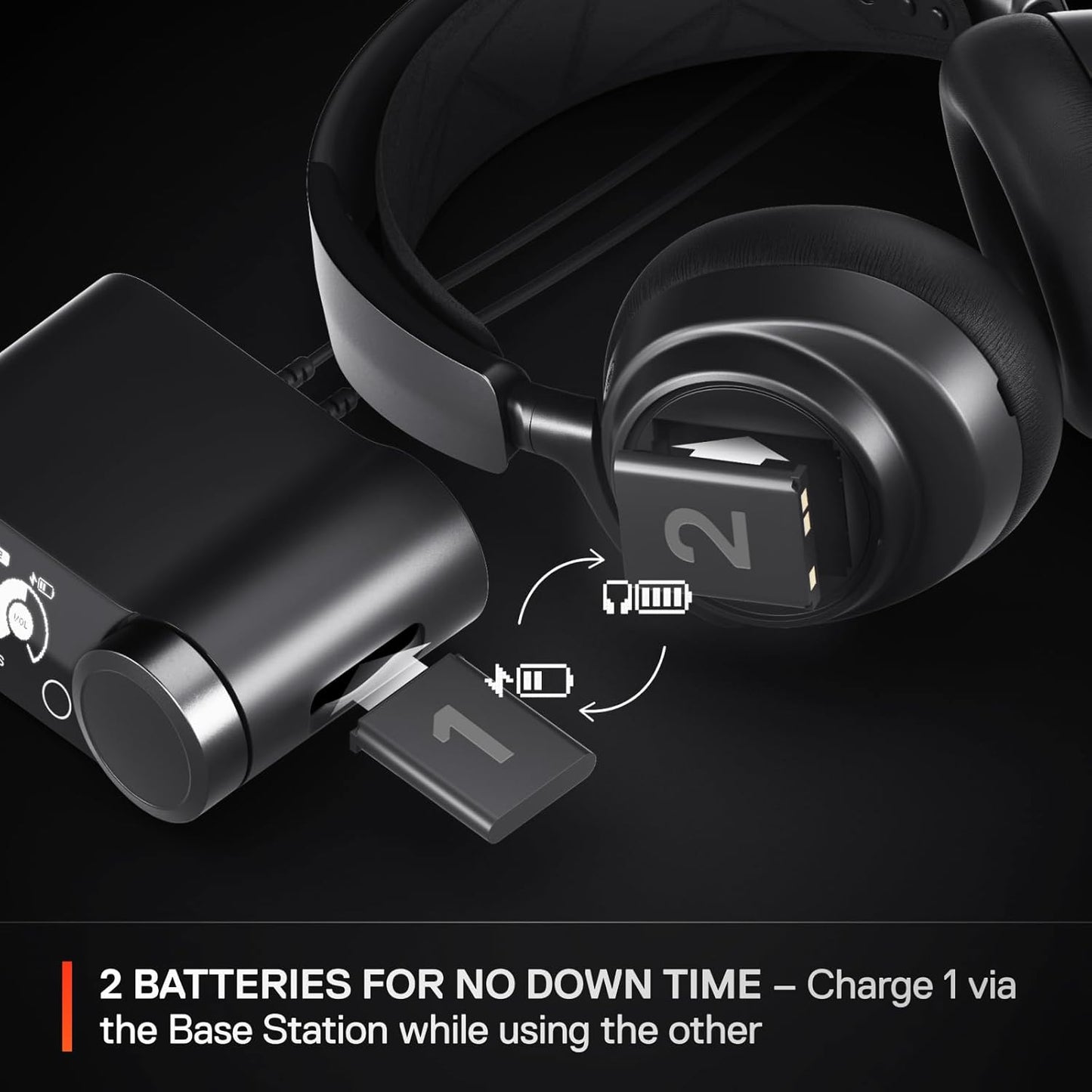 SteelSeries Arctis Nova Pro Wireless Multi-System Gaming Headset - Premium Hi-Fi Drivers - Active Noise Cancellation - Infinity Power System - ClearCast Gen 2 Mic - PS5, PS4, PC, Switch, Mobile