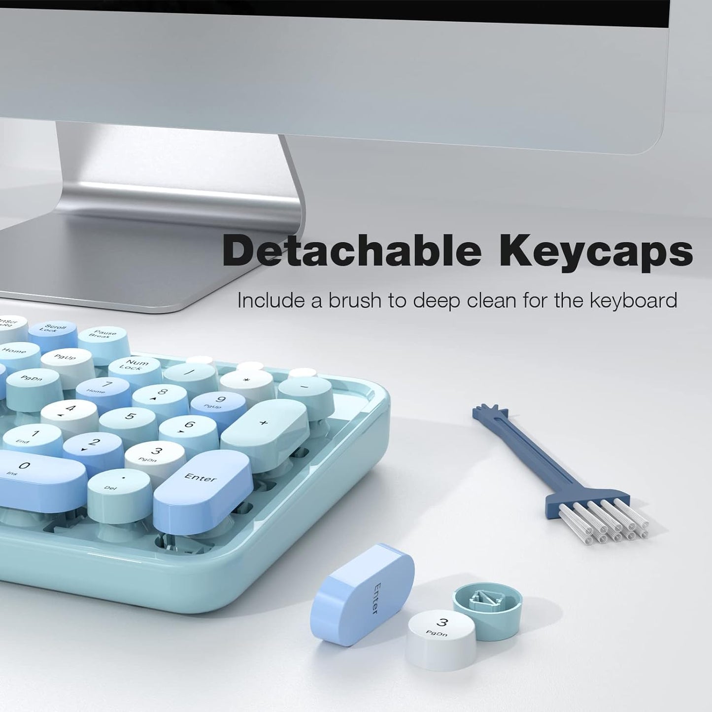 KNOWSQT Wireless Keyboard and Mouse Combo, Blue Colorful 2.4G Typewriter Full-Size Cute Keyboards - USB Receiver Plug and Play, for Computer, PC, Laptop, Desktop, Windows