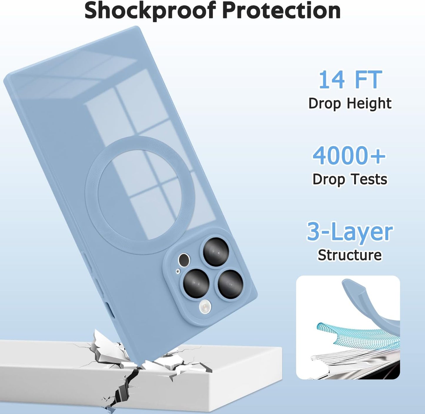 Designed for iPhone 15 Pro Case Compatible with Magsafe Cover Camera Lens Protector Military Grade Protection Shockproof Soft TPU Slim Magnetic Phone Case for iPhone 15 Pro Blue