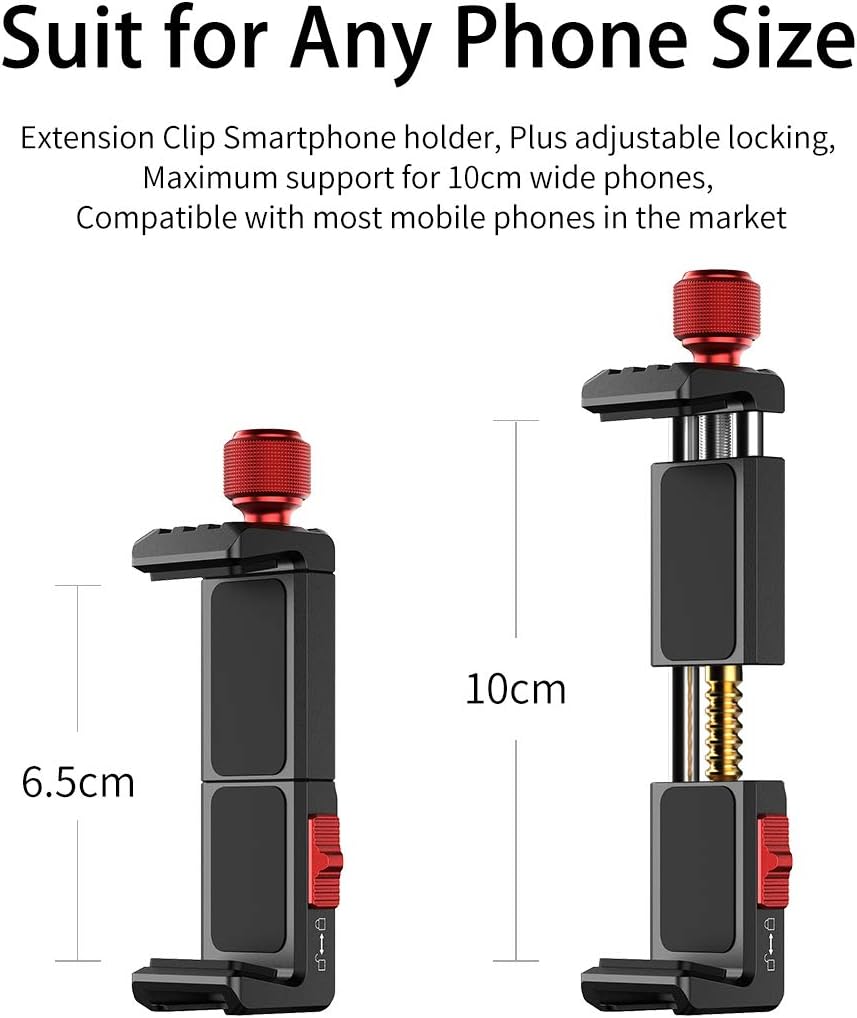 Cell Phone Tripod Mount, ULANZI ST-14 Smartphone Tripod Mount Adapter Aluminum with Cold Shoe, 360° Cell Phone Stand Holder Clamp for iPhone17 16 15 14 13 12 11 Max Pro iPhone X XR Xs 6 7 Plus