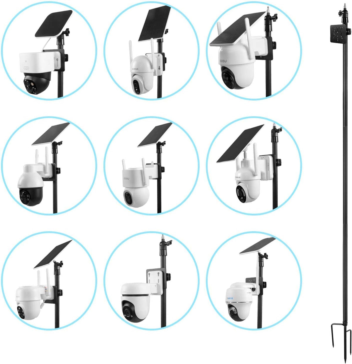 Ground Stake Mount for eufy Solocam S340/E30/S330,Reolink Argus PT 3MP/4MP/5MP,AOSU SE/Lite/Max,ANSQUE(GU01/SA01),SEHMUA,TP-Link Tapo Outdoor Pan/Tilt Wi-Fi,Cinnado B6 Security Cameras (Black)