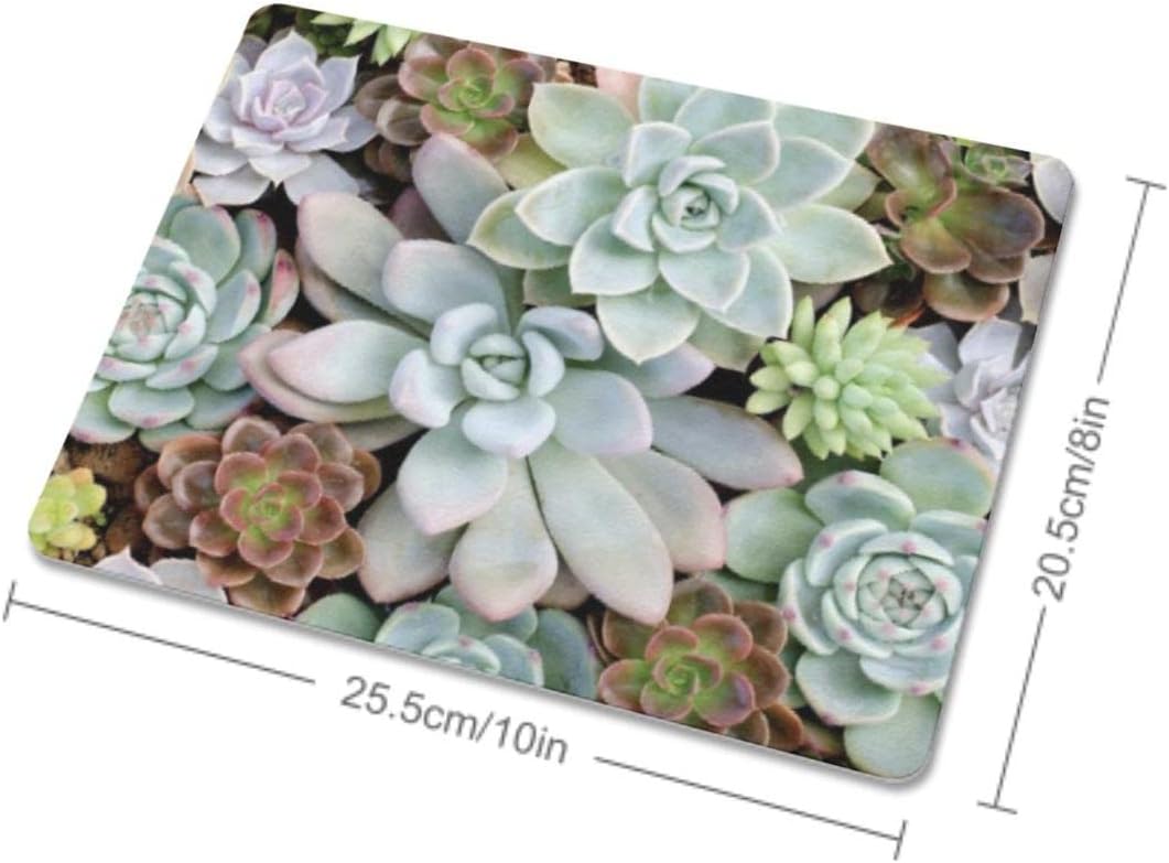Cute Succulents Mouse Pad, Natural Plants Mousepad for Design, Anti-Slip Rubber Base Wireless Mouse Pads for Laptop
