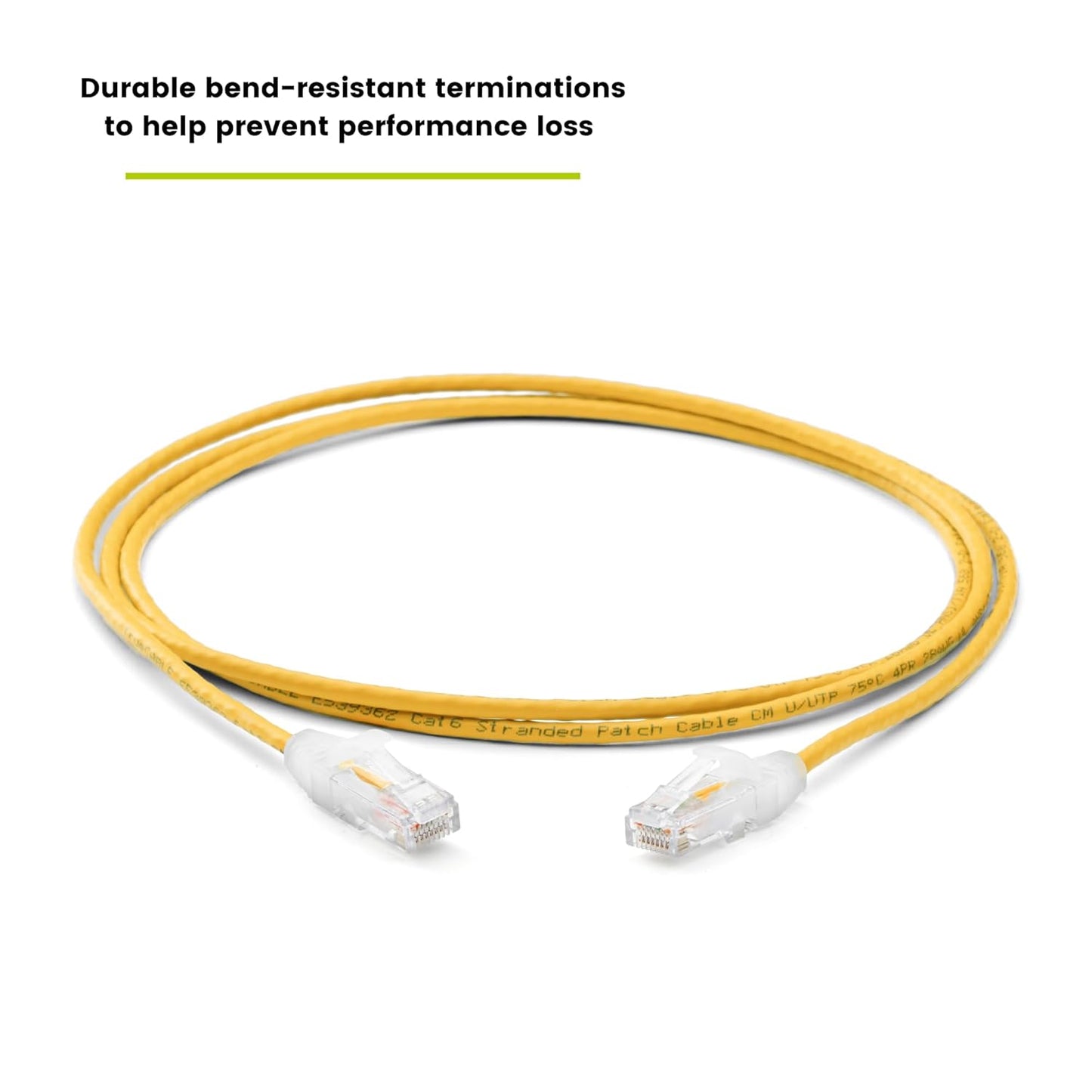 TRUECABLE Cat6 Component Rated Patch Cable, Unshielded (U/UTP), 5ft, Yellow, 28AWG Solid Copper, Snagless 10G High-Speed Ethernet Cable, PoE++ 4PPoE 100W, UL Listed, RoHS-3, 1 Pack