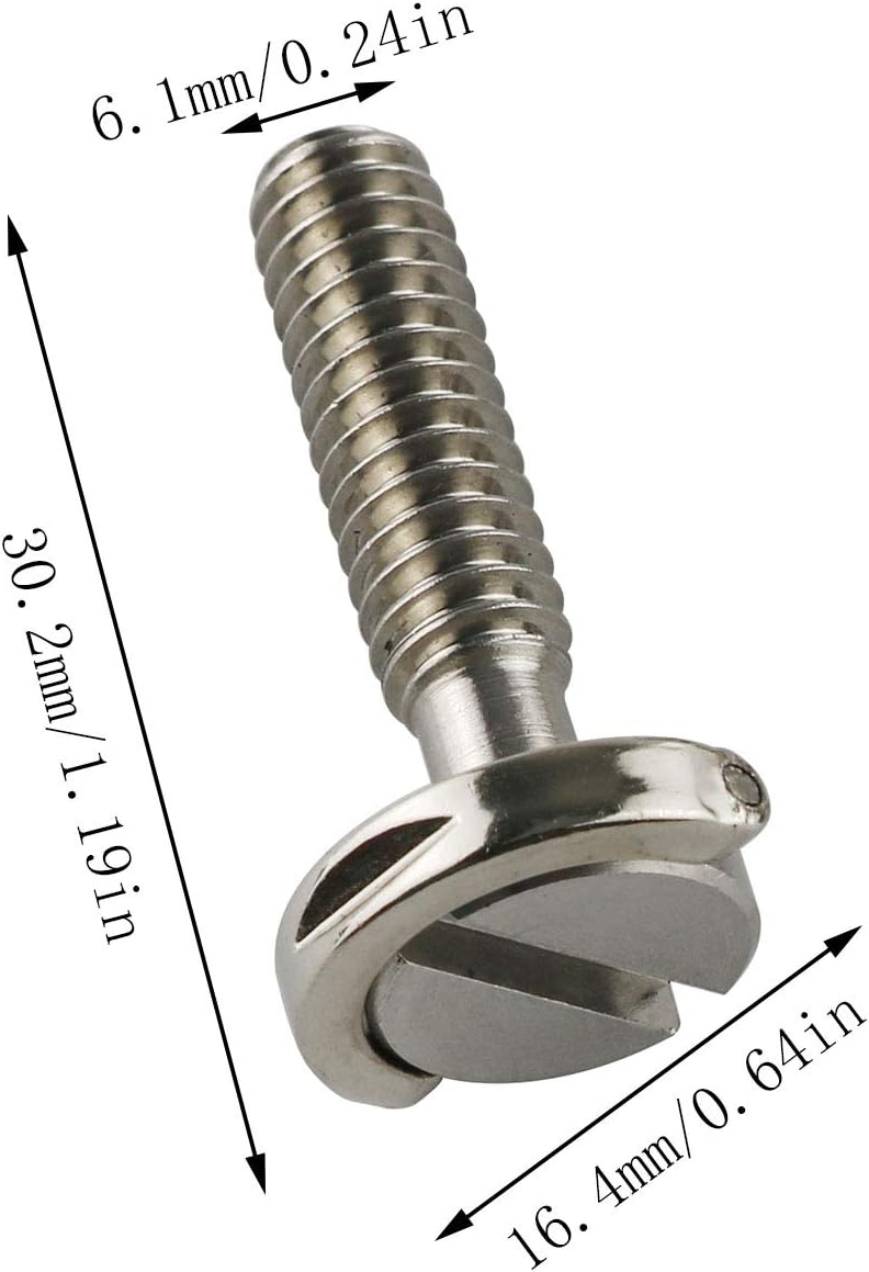 E-outstanding D Ring Hinged Screw 2PCS 1/4-20 Thread D-Ring Stainless Steel Camera Fixing Screws for Camera Tripod Monopod QR Plate 26mm Length