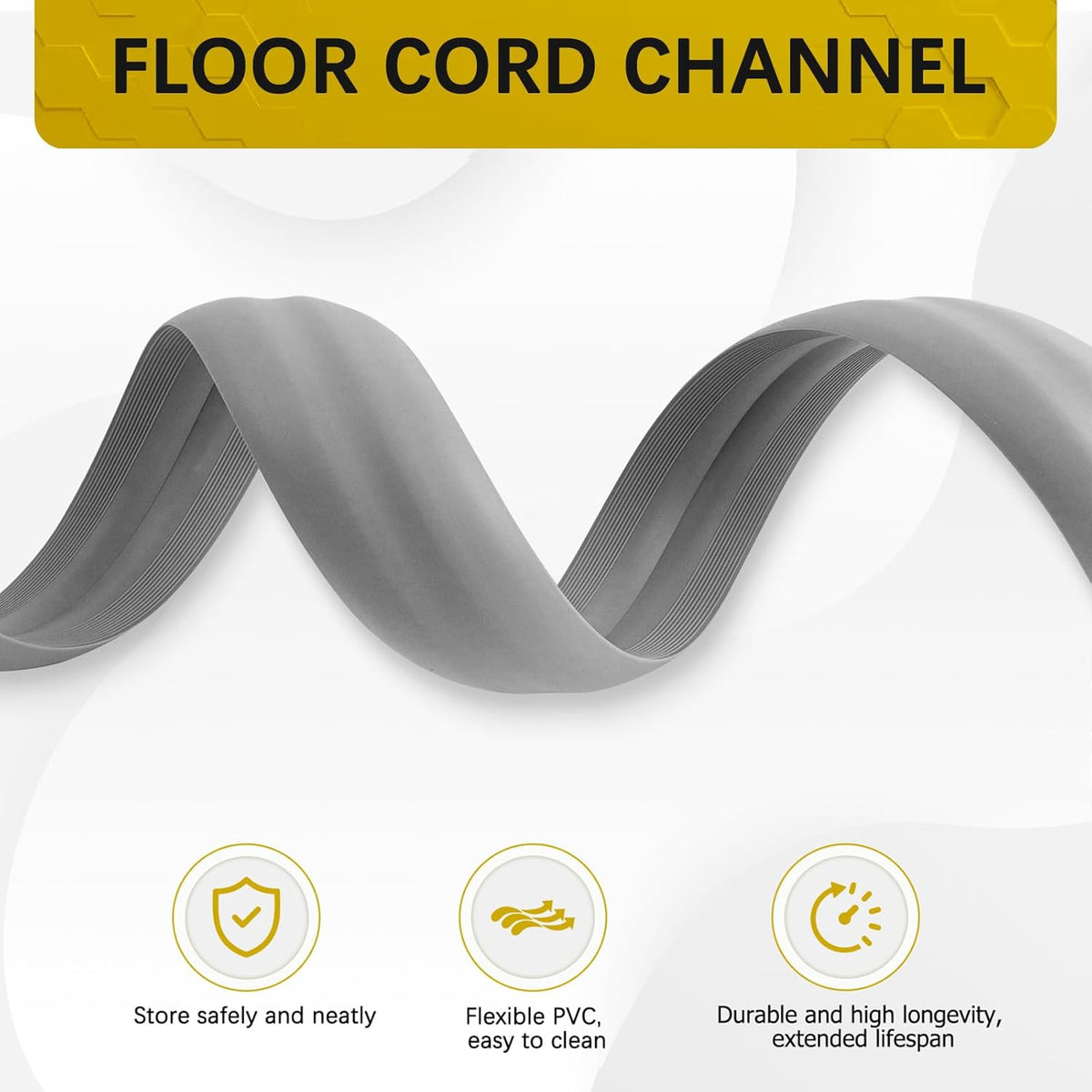 Floor Cord Cover 3.3FT Cord Covers for Wires on Floor Protect Wires & Prevent Trip Hazards, Easy to Cut for Home, Office, School, Concerts, Cavity W0.6in x H0.32in