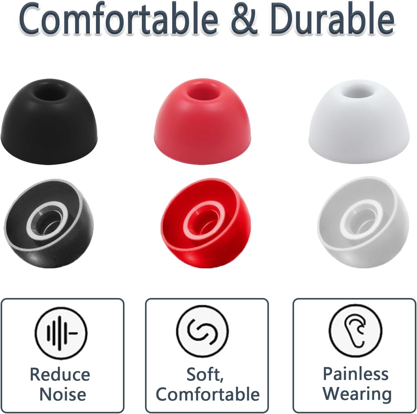 Replacement Silicone Ear Tips for Beats Fit Pro/Studio Buds/Studio Buds+ Headphone, 6 Pairs Earbuds Eartips L/M/S, Eargels Set Fit in Case, Earplug Ear Cap, Ear Buds Accessories-Black