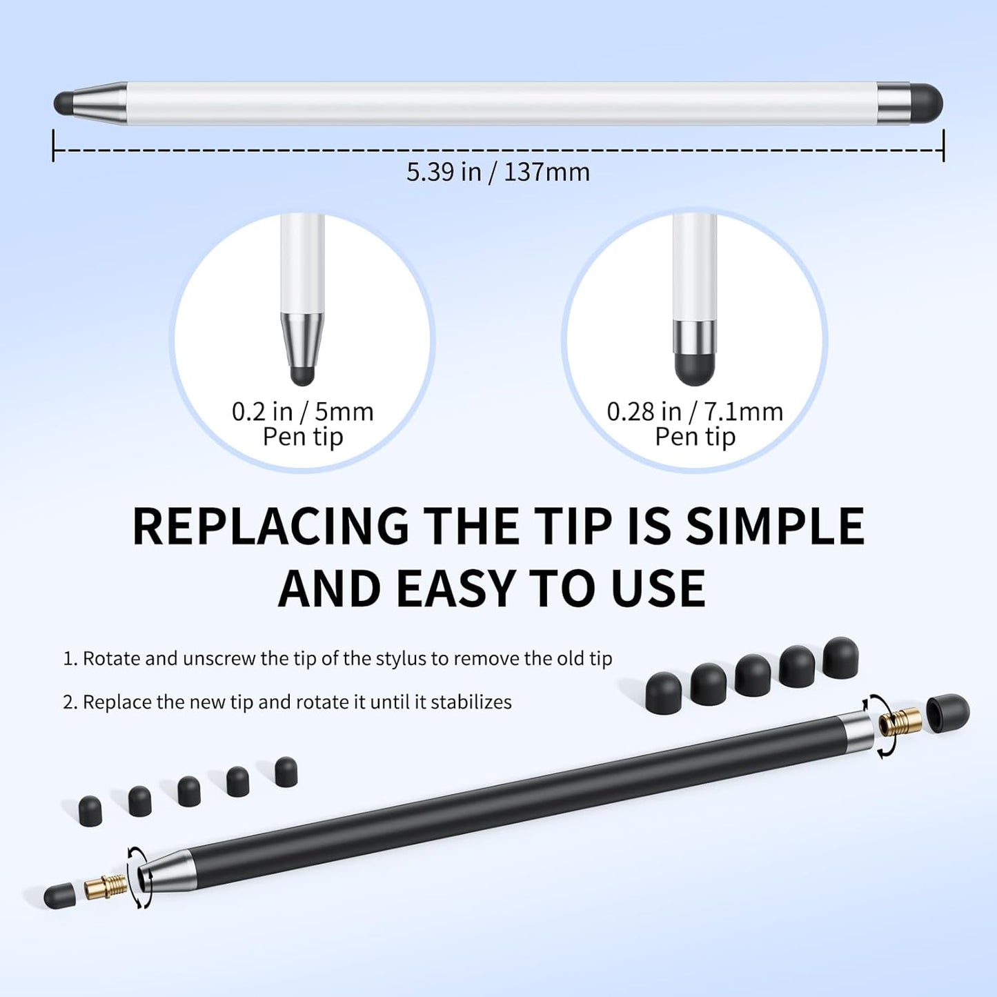 Stylus (10Pcs), Stylus Pen for Touchscreen, High Precision and Sensitivity Stylus Pen for iPad/iPhone/Samsung/Android Smartphone and Tablets, Compatible with All Capacitive Touch Screen (Black)
