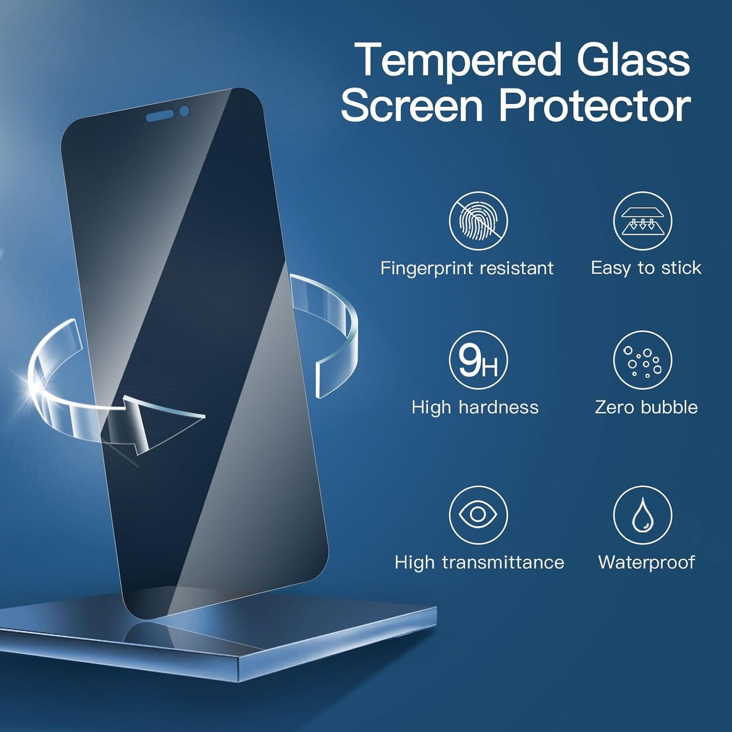 NEW'C 3 Pack Privacy for iPhone 12 Pro Max Screen Protector (6.7"), Enhanced 28-Degree Privacy Angle, Ultra Durable 9H Hardness, Bubble-Free