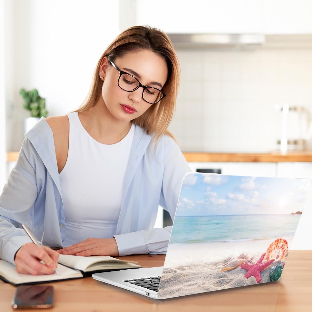 Teryeefi for MacBook Air 13.6 inch Case A3240 A3113 A2681 (2025 2024 2023 2022 Release), Protective Plastic Hard Shell Cover & Keyboard Cover for MacBook Air 13 M2 M3 M4 13 inch, Summer Beach