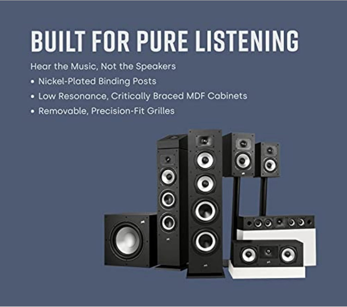 Polk Monitor XT12 Powered Sub - 12" Dynamic Balanced Woofer & 100W Class A/B Amplifier, Low-Resonance MDF Cabinet & Removable Grille, Dolby Atmos & DTS:X Compatible, Midnight Black