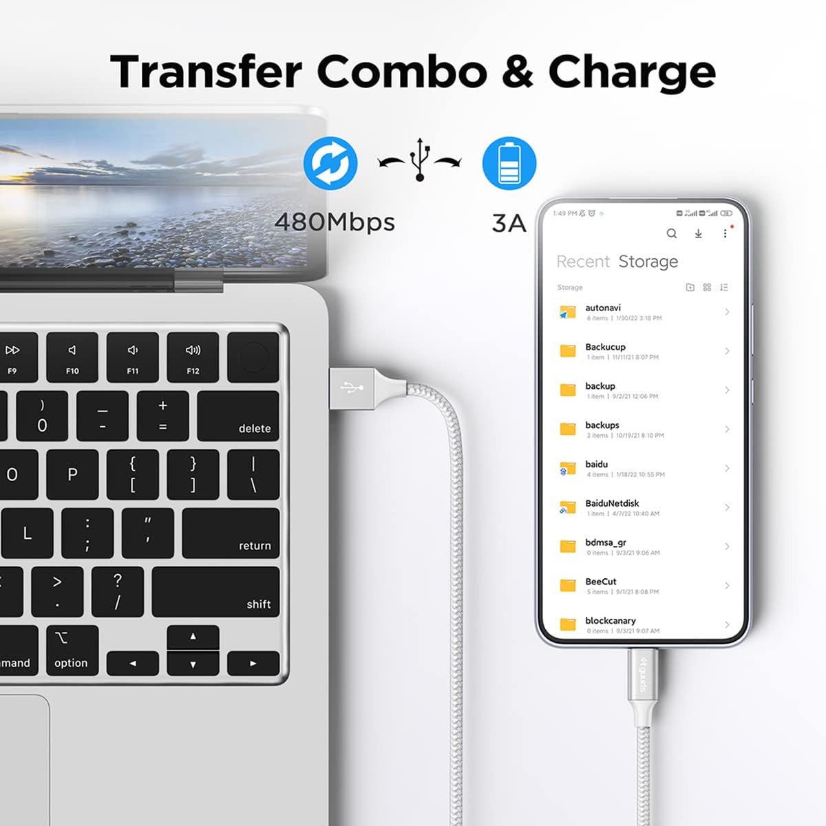 etguuds 6ft USB A to USB C Cable 3A Fast Charging, 2-Pack USB A to USB Type C Charger Cord for iPhone 16 15 Pro/Pro Max/Plus, for Samsung Galaxy S24 S23 S22 S21 S20 S10 A55 A54 Flip Note, Moto, White