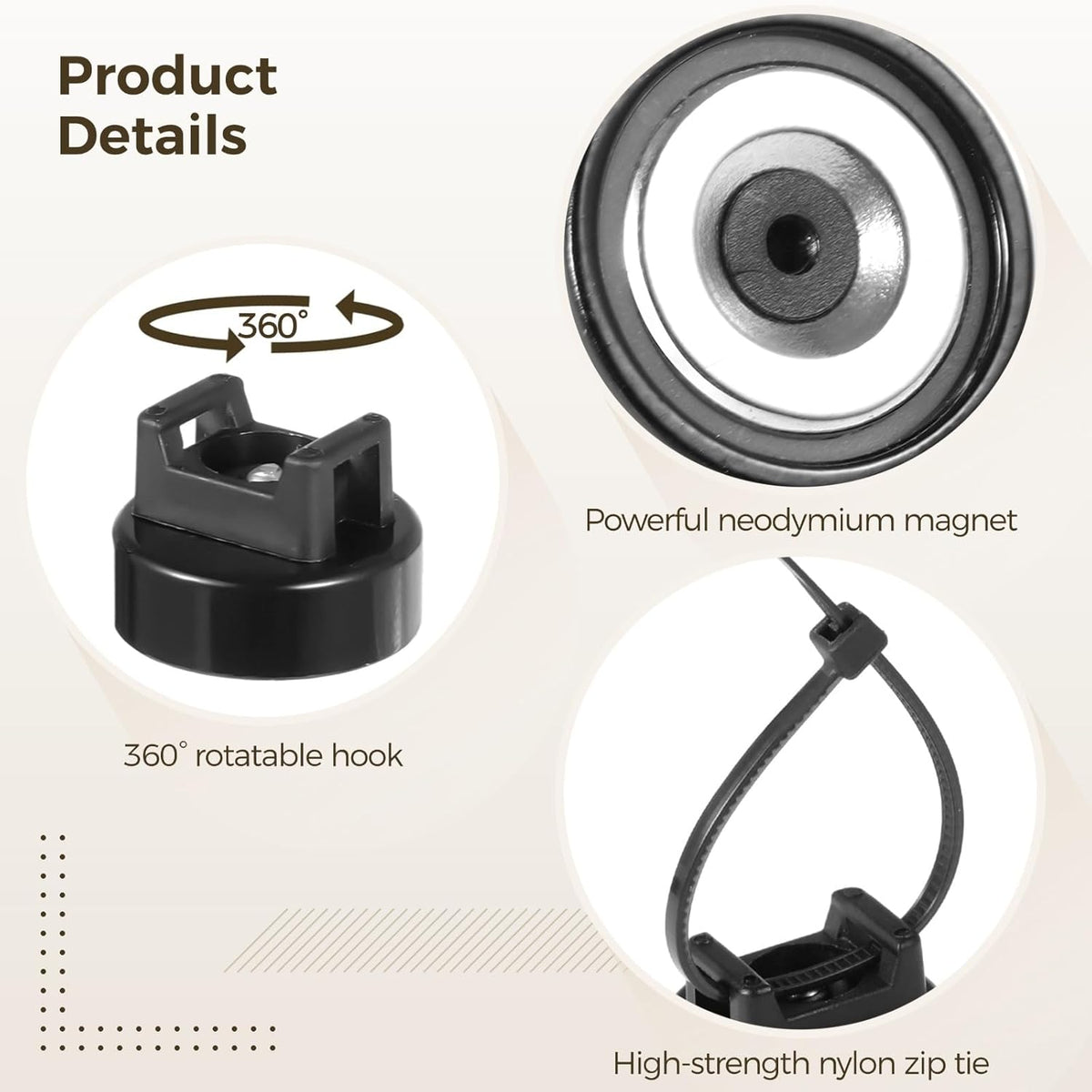 Magnetic Cable Zip Tie Mounts, 15 Pcs Magnets with 50 Pcs Cable Zip Ties, Multipurpose Magnetic Cables Holder for Cables Management, Wire Management Bases