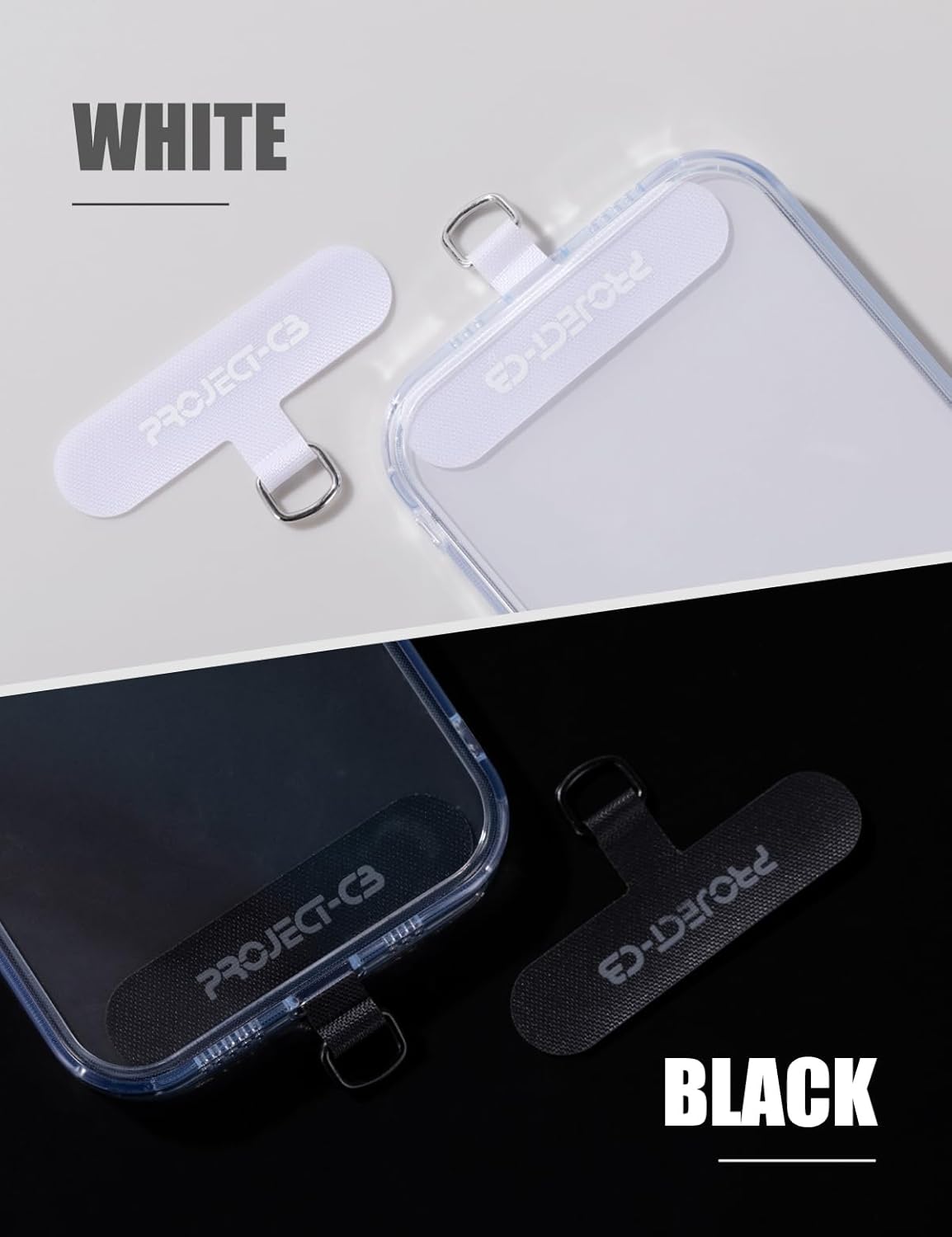project-cb Phone Lanyard×1,Phone Tether Tab×2,Cell Phone Lanyards for Around The Neck,Rope Lanyard,Universal Adjustable Phone Strap Crossbody,Cell Phone Chain(Black)