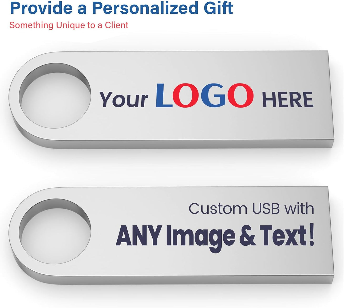 Customizable Flash Drives 128MB, Wooolken Personalized USB 2.0 Thumb Drives 10/20/50/100 Pack, Logo Pendrive Custom Memory Stick USB Engraved Logo (Metal)