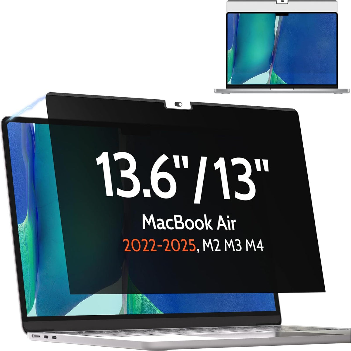 Magnetic Privacy Screen for MacBook Air 13.6 & 13 Inch 2022-2025 (M2, M3, M4), Matte Removable Anti Glare Blue Light Filter