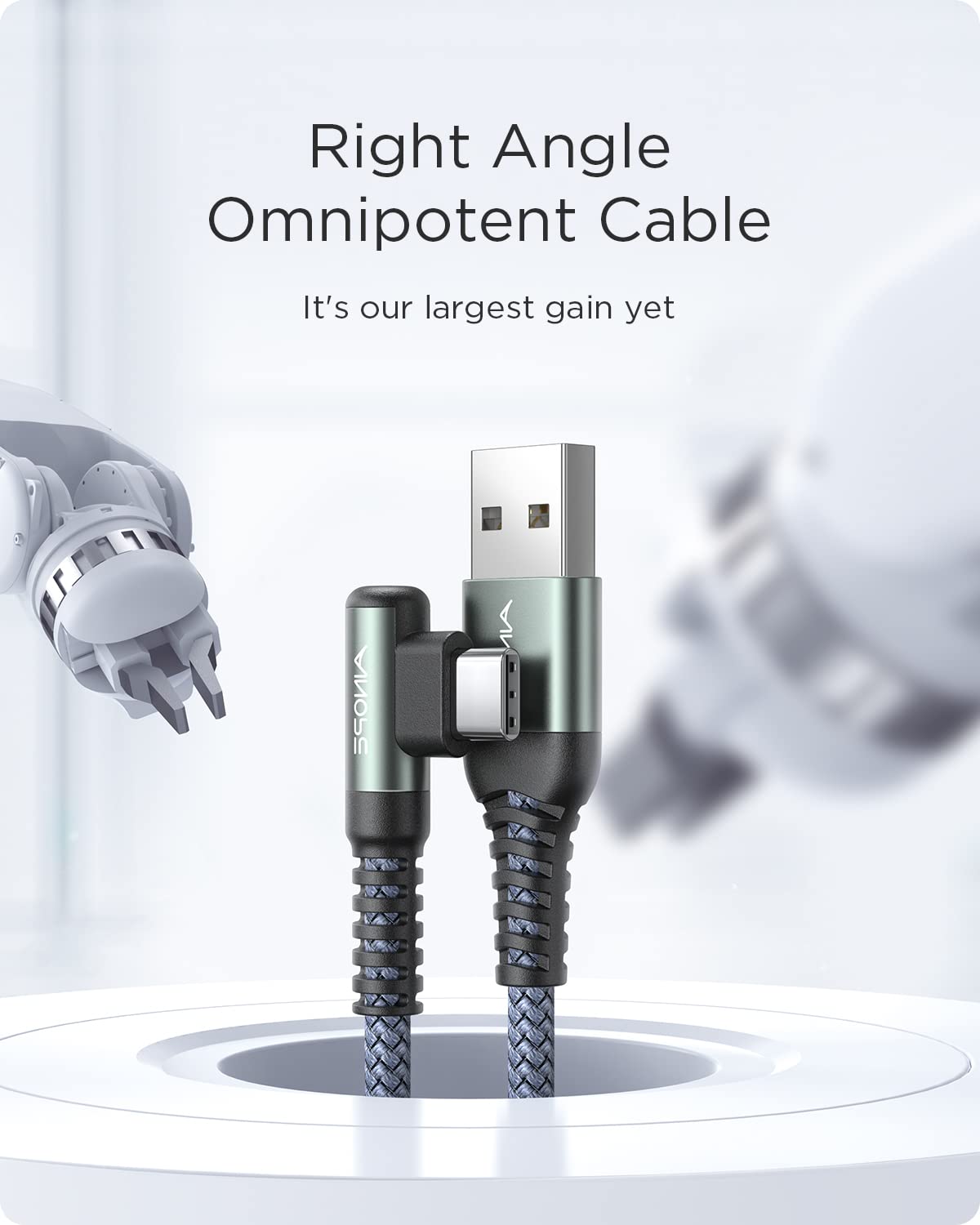 AINOPE 3.3FT USB C Cable 3.1A Fast Charge, Right Angle USBC Charge Cable, Resistant Nylon Braided USB Type C Cable Compatible Galaxy S10 S9 S21, LG V30,V20,G6，USB C Fast Charging Cable