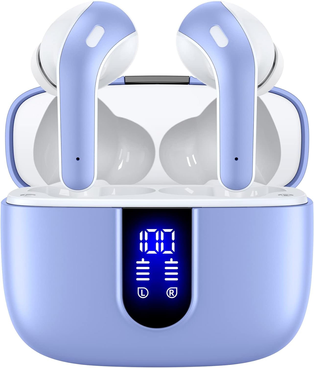 TAGRY Bluetooth Headphones True Wireless Earbuds 60H Playback LED Power Display Earphones with Wireless Charging Case IPX5 Waterproof in-Ear Ear buds with Mic for TV Smart Phone Laptop Computer Sports