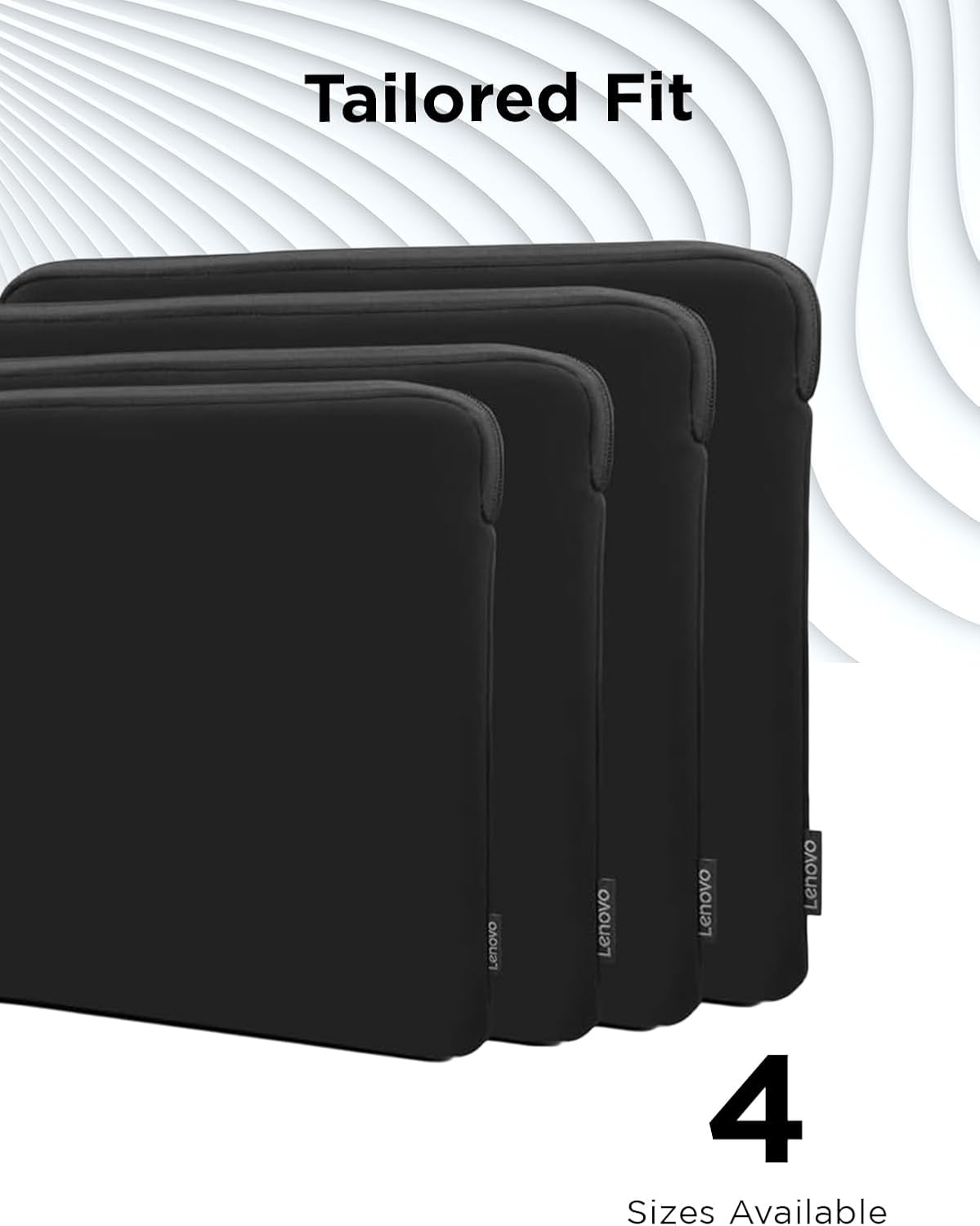 Lenovo Basic Laptop Sleeve 14 Inch Notebook/Tablet Compatible with MacBook Air/Pro Neoprene Material - Soft Fleece Lining - Zippered Top Opening - Black
