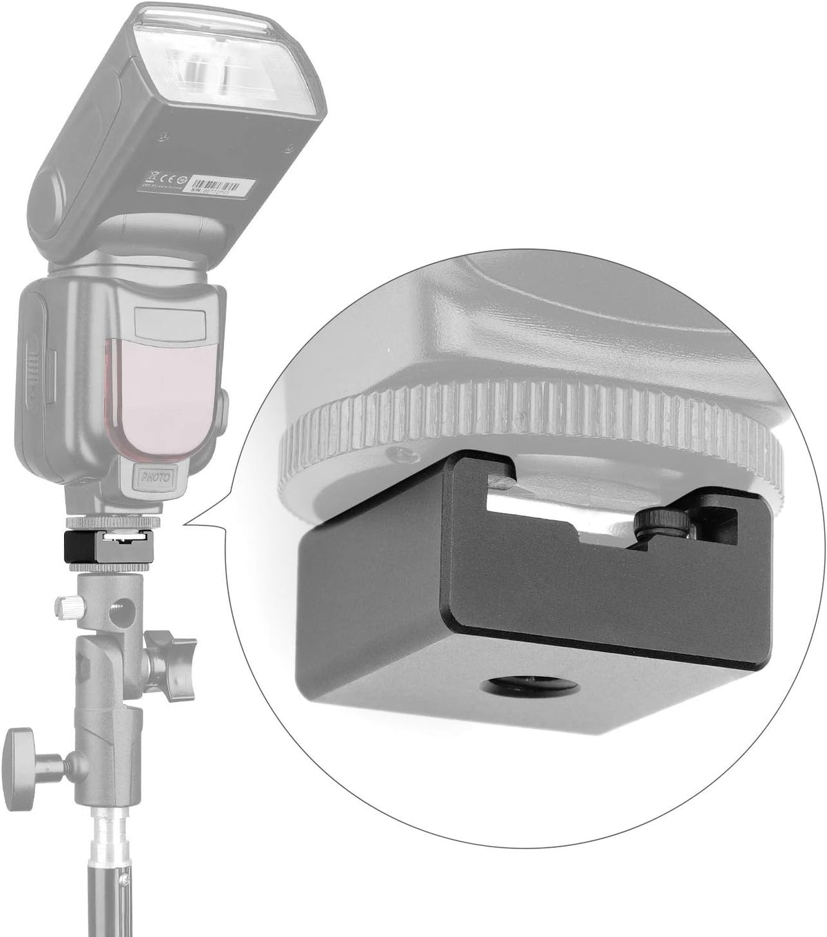 Updated Anwenk Flash Cold Shoe Mount Adapter Flash Shoe Mount Flash Stand Adapter with 1/4"-20 Tripod Screw Thread for Camera Flash Nikon Canon Olympus Panasonic Speedlite Flash, 2Pack