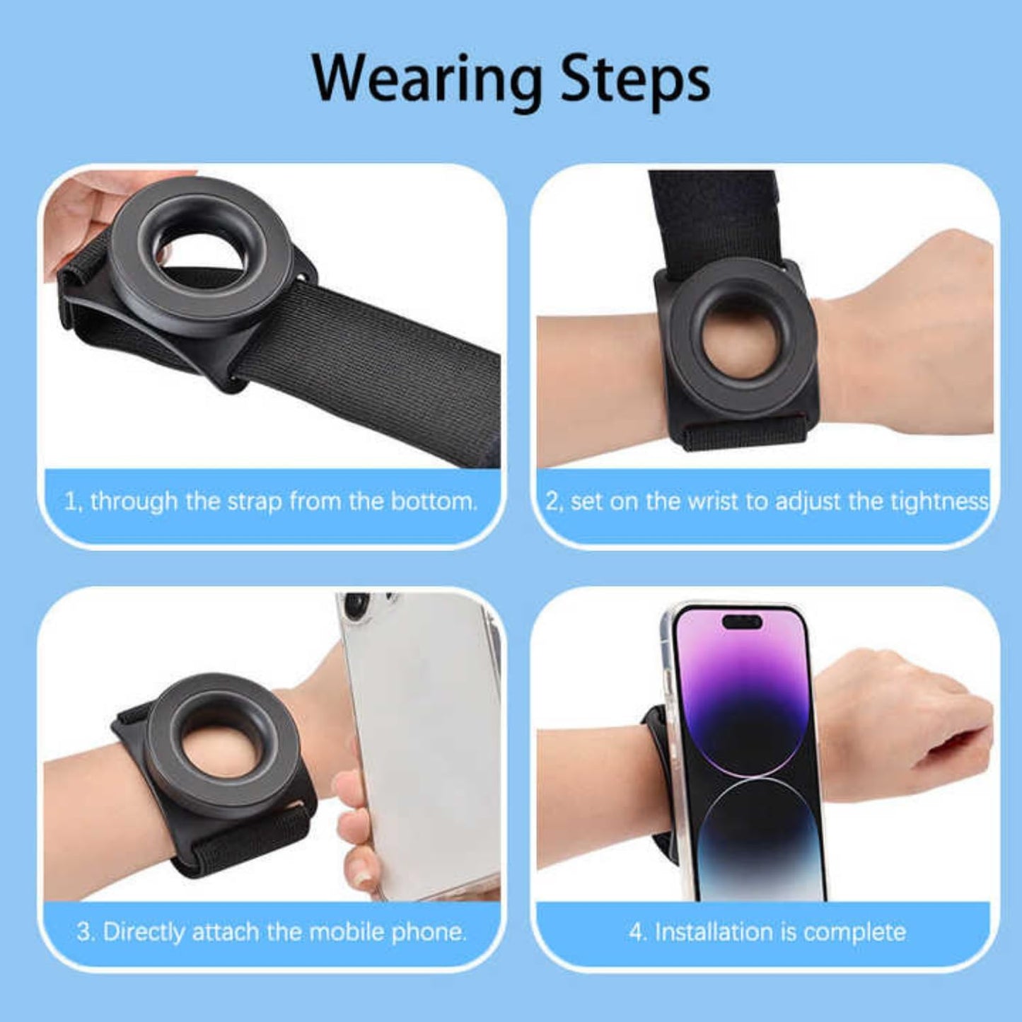 Magnetic Wrist Phone Holder for Running – 360° Rotatable and Compatible with MagSafe | Armband Strap for iPhone 12 to 16 & Android, Quick Mount Arm Band for Runners, Anti-Drop Phone Mount