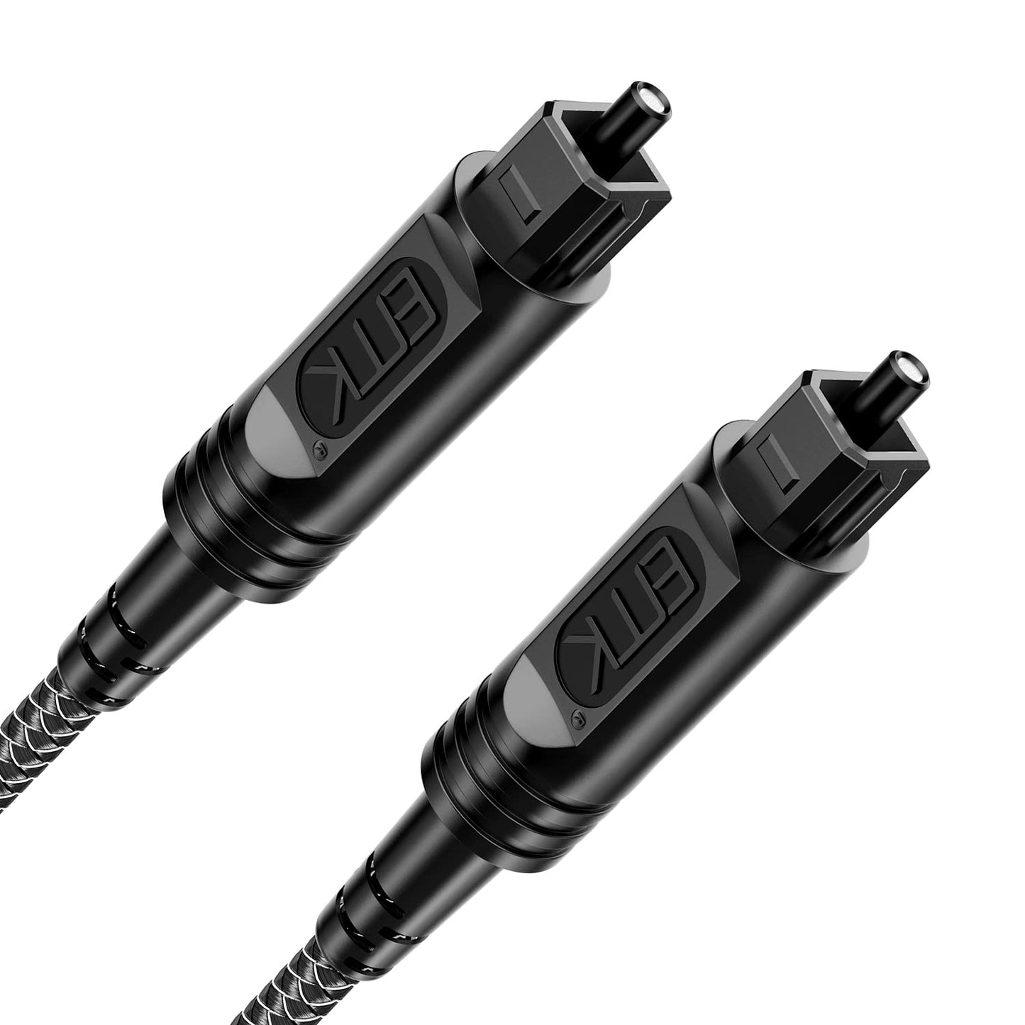 EMK Digital Optical Audio Cable [30 Feet/10M] - Slim Nylon Braided Toslink Fiber Optic Cable for Sound Bar, TV, Home Theater, PS4, Xbox, Blu-Ray Player & More - High-Speed SPDIF (Black1)