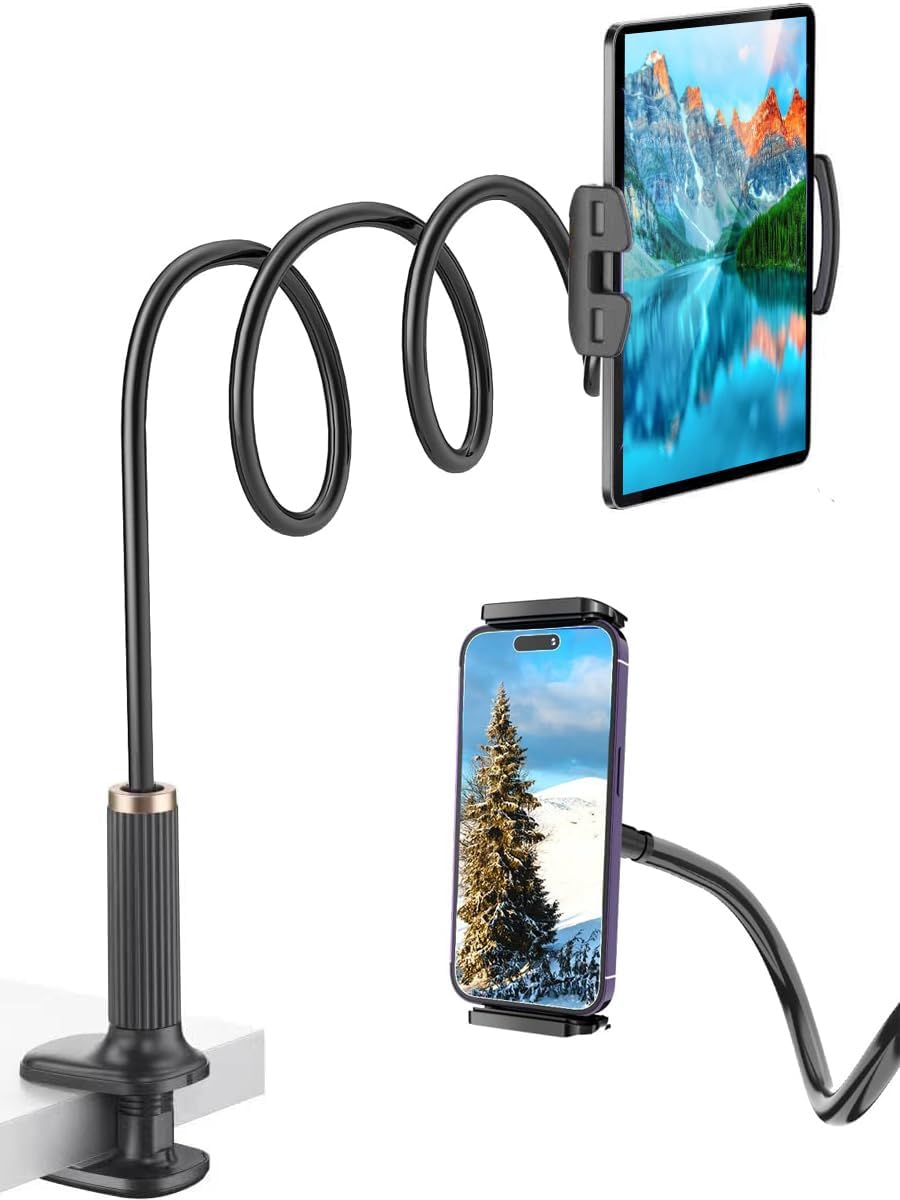 Gooseneck Tablet Holder - Flexible Tablet Stand, Tablet Holder,Cell Phone Holder,Cell Stand, Flexible Adjustable Arm in Bed for/Mobile Phone/Switch/etc, 98 cm Total Length (Black)