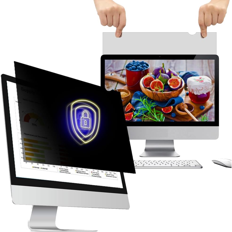 24 Inch - 16:9 Aspect Ratio - Computer Privacy Screen Filter for Widescreen Monitor - Anti-Glare - Anti-Scratch Protector Film - Protects Your Eyes from Harmful Glare and Blue Light