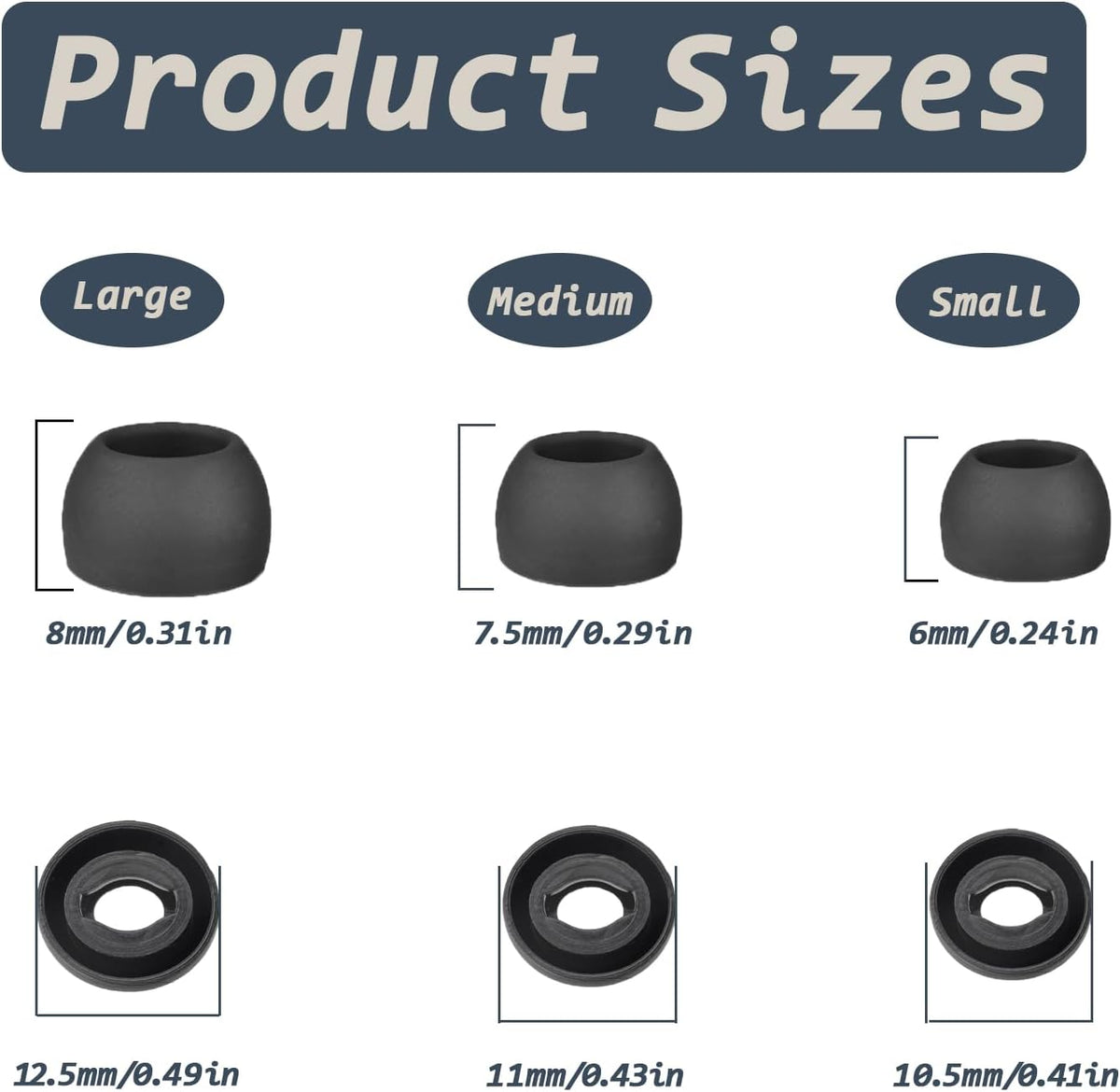 6 Pairs Replacement Eartips for Samsung Galaxy Buds Pro Headphones, Silicone Tips Earbuds Eartips Set, L/M/S Earplug Replacement Accessories (Black, with Pen)
