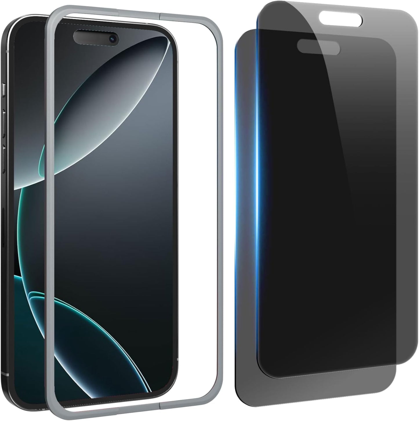 Compatible for iPhone 16 Plus Privacy Screen Protector 6.7 inch, Anti Spy Anti Blue Light HD Tempered Glass Screen Protector Easy Installation, Case Friendly, 2 Pack Black