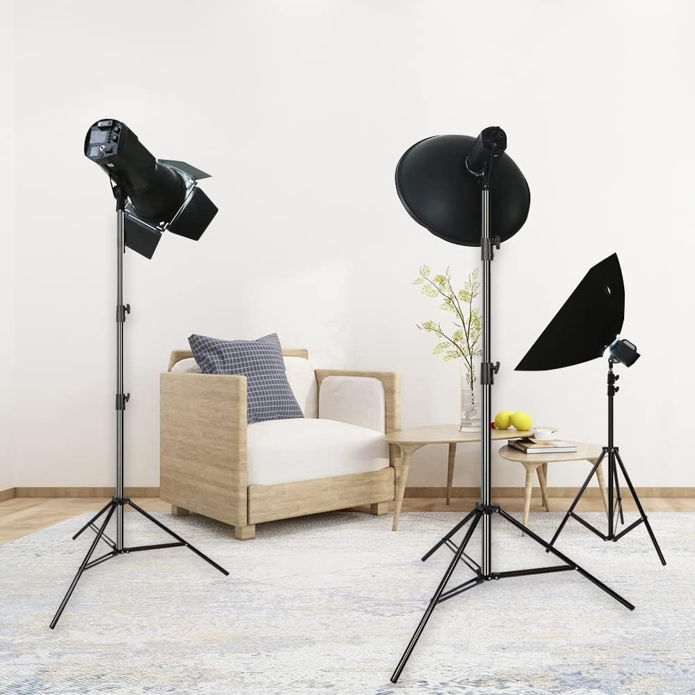 Heavy Duty Aluminum Alloy Photography Video Tripod Light Stands, Tripod Stands for Softboxes, Umbrellas, Reflectors, Lights - Pack of 2, 9.19 Feet/2.8M