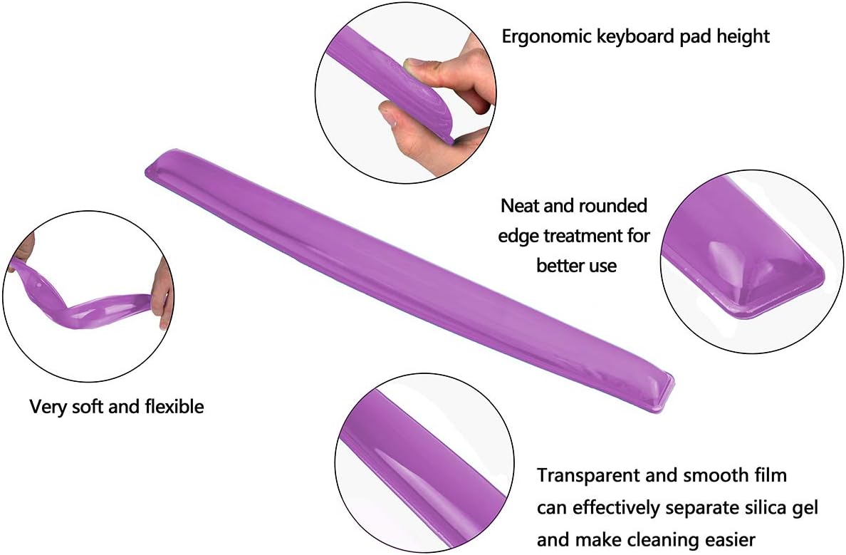 Silicone Gel Keyboard Wrist Rest Set Plus - ABRONDA Keyboard & Mouse Wrist Support Pad Office, Computer, Laptop, Mac - Durable, Comfortable and Pain Relief- Purple Set