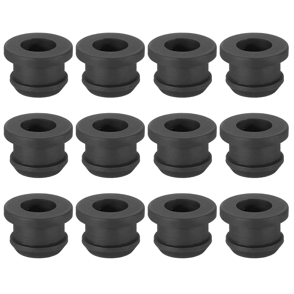 PATIKIL 10.5mm / 7/16 Inch Drill Hole,5/16 Inch ID Rubber Grommets, 12Pcs Top Hat Grommet for Wiring Eyelet Ring Gasket Automotive Firewall Cable Hole Plugs Wires Protection, Black