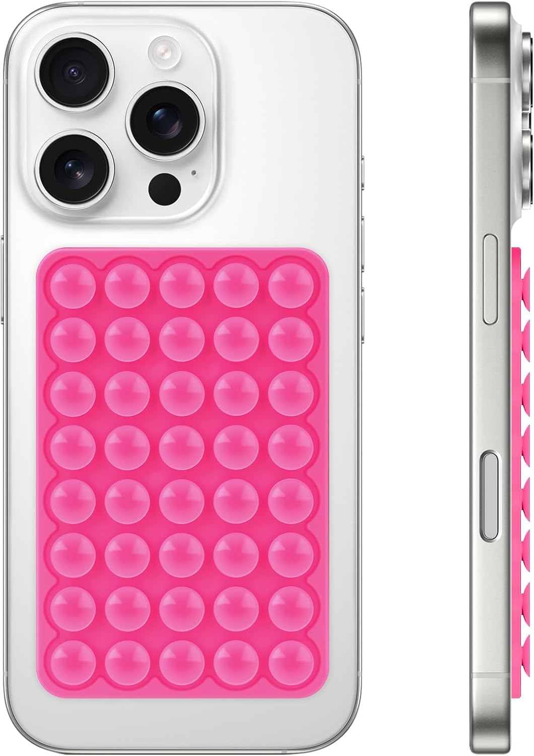 Silicone Suction Phone Case Mount, Non Slip Suction Cup Phone Mount, Phone Accessories Holder for Selfies and Videos, Silicon Adhesive Phone Stand Sticky for Cell Phone Dark Pink