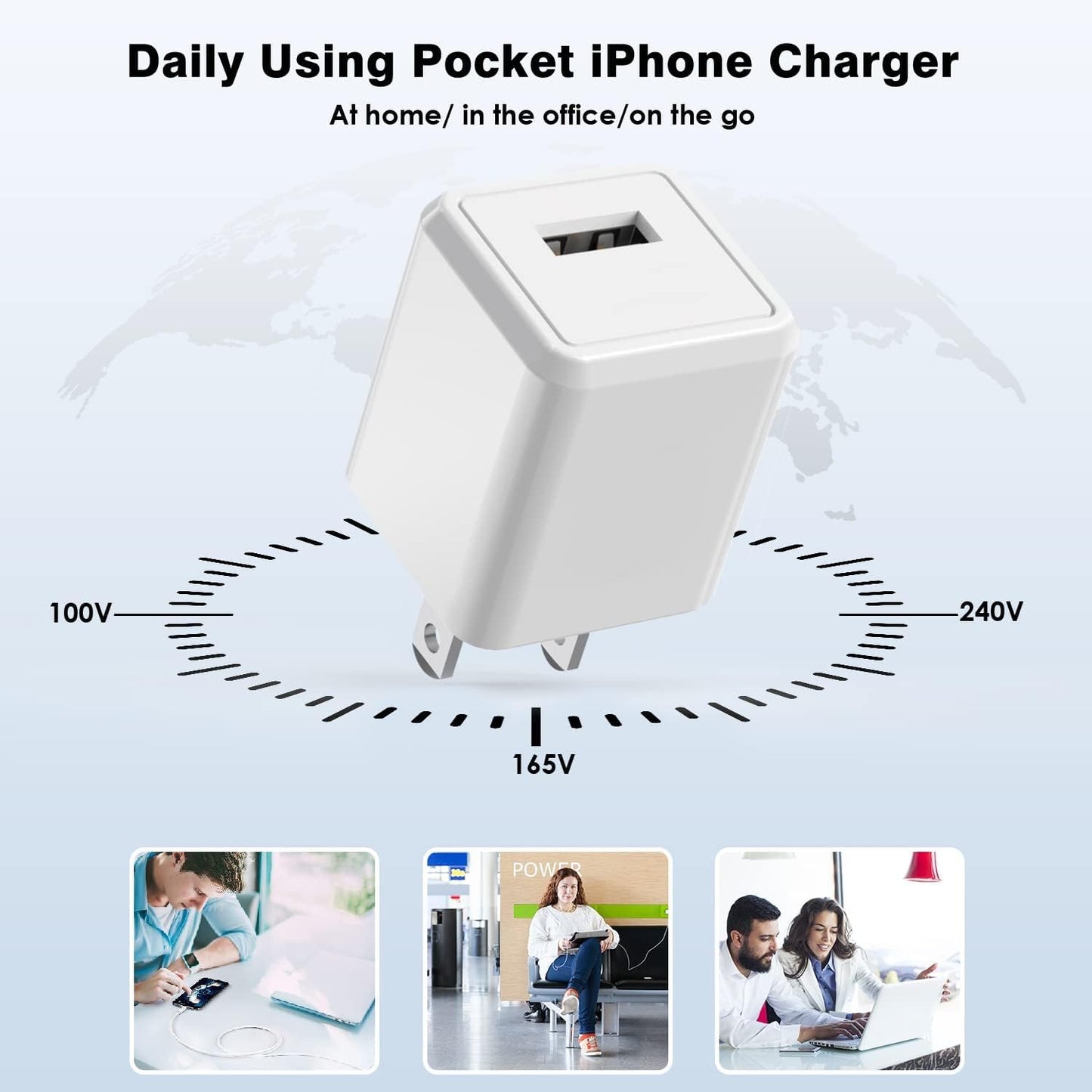 iPhone Charger,[Apple MFi Certified]3 Pack 10ft iPhone Charger Data Sync Transfer Lightning Cable with Travel USB Wall Charger Block Compatible with iPhone 14/13/12/11 Pro/SE/XS/X/XR/8/7/iPad/AirPods