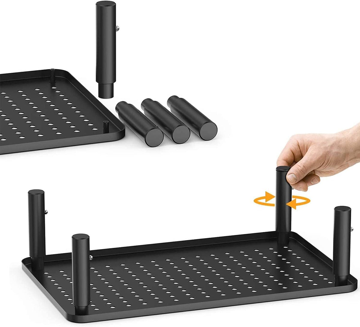 suptek Monitor Stand Riser for Computer,Laptop,Printer, Notebook and All Flat Screen Display with Vented Metal Platform,3 Height Adjustable Laptop Riser,2 Pack,Black(MST003-2)