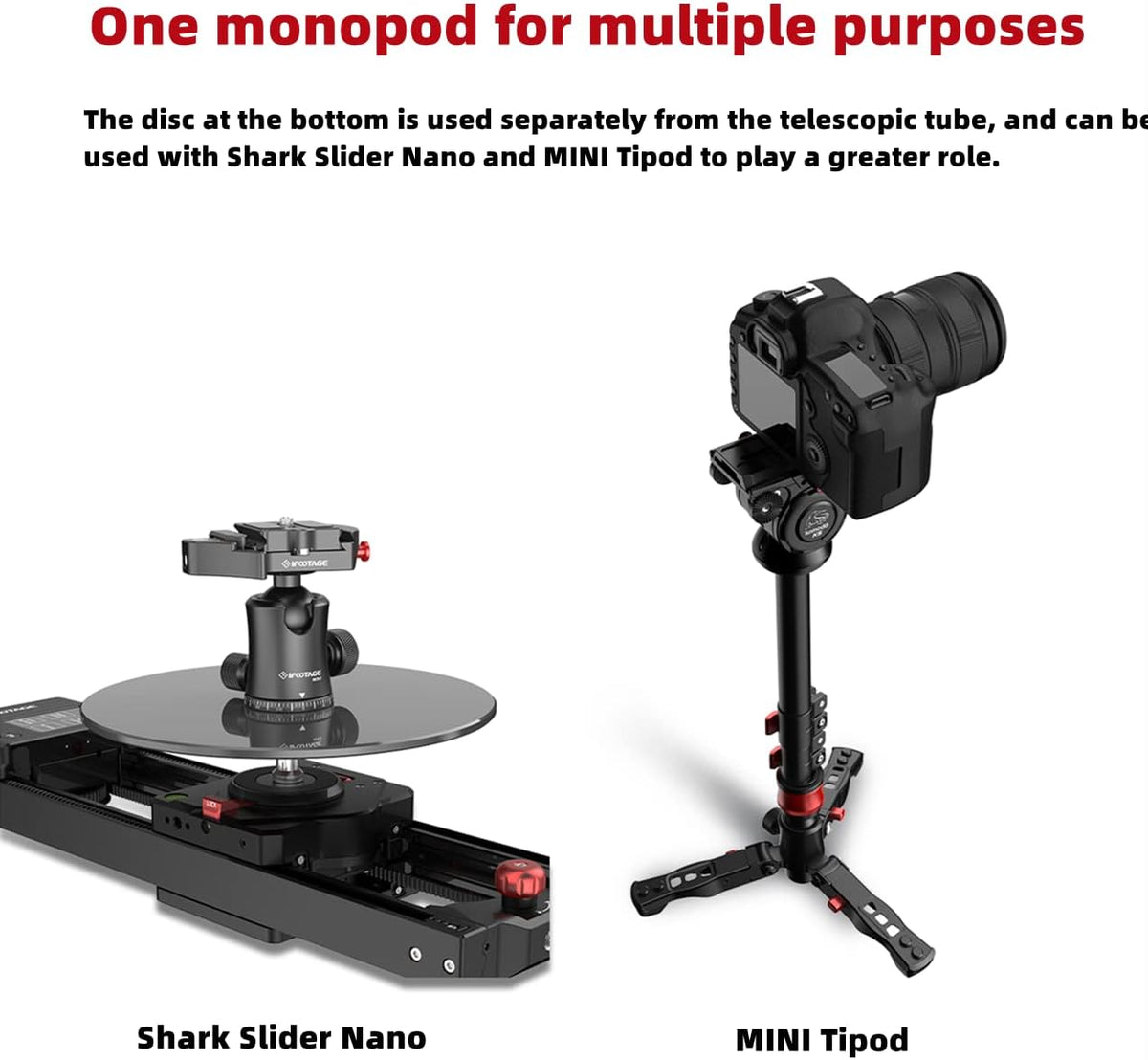 IFOOTAGE Cobra RB-A300,Round Base Monopod,Professional Camera Aluminium Monopod with Quick Adjustment Height Buckle,Compatibility DSLR Cameras Camcorders(151cm/59.44Inc)