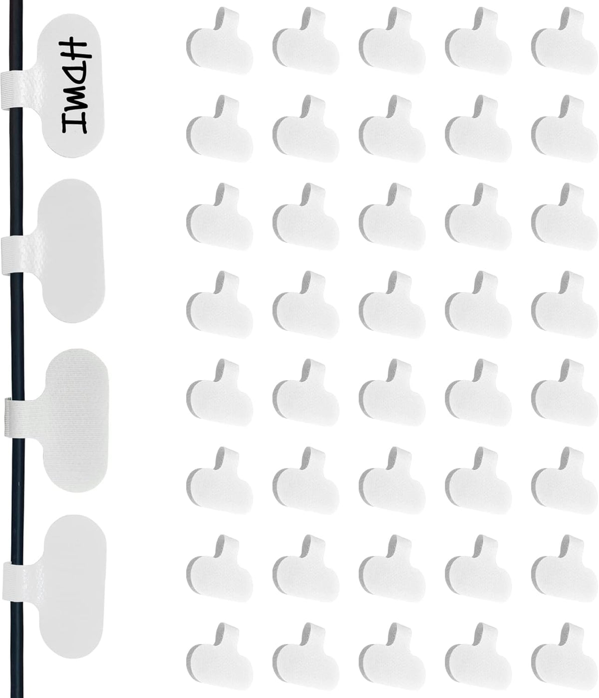 Mr-Label – Hook and Loop Cable Labels– Upgraded Writable Cable Wraps for Clear Writing- Cord Tags for Classify&Identification–Wire Tags for Cable Management | Electronics Computers-40Pcs(White)