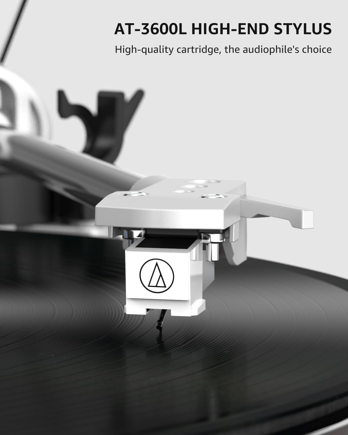 Turntable Record Player Wireless Output Carbon Fiber Tonearm Vinyl Player Aluminium Platter Belt-Drive LP Turn Tables 33 1/3&45 RPM Audio Phono RCA Line Out AT-3600L MM Cartridge Pale Walnut Red