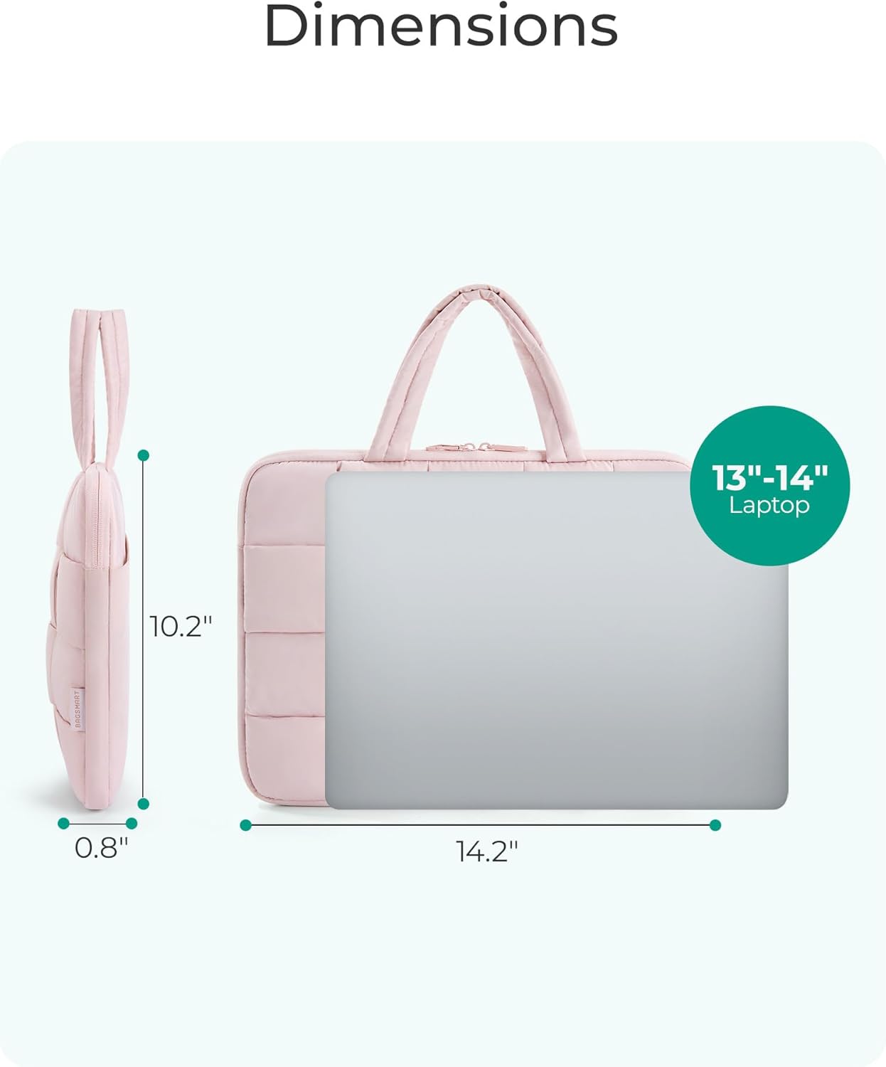 BAGSMART 13-14 Inch Laptop Case, Portable Puffy Laptop Sleeve with Handle, Compatible with MacBook Air/Pro 13.3 13.6 Inch M4 M3 M2 M1, Computer Sleeve Fitted with Dell,HP, Beige