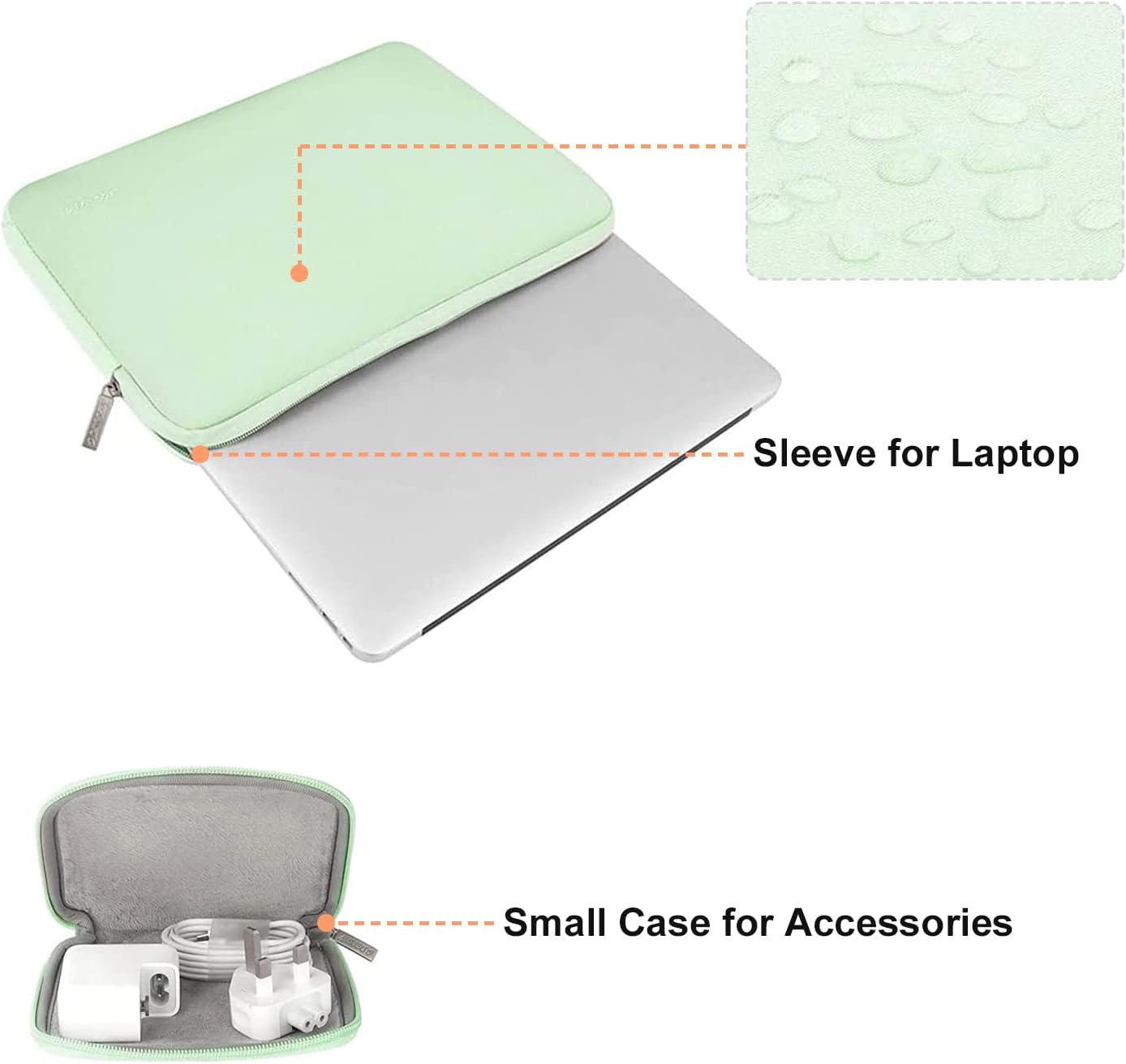 MOSISO Laptop Case 15 inch, 15 inch Laptop Sleeve Bag Compatible with MacBook Air 15 M4 A3241 M3 A3114 M2 A2941 2025 2024 2023, Dell XPS 15, Neoprene Computer Sleeve Bag with Small Case,Honeydew Green