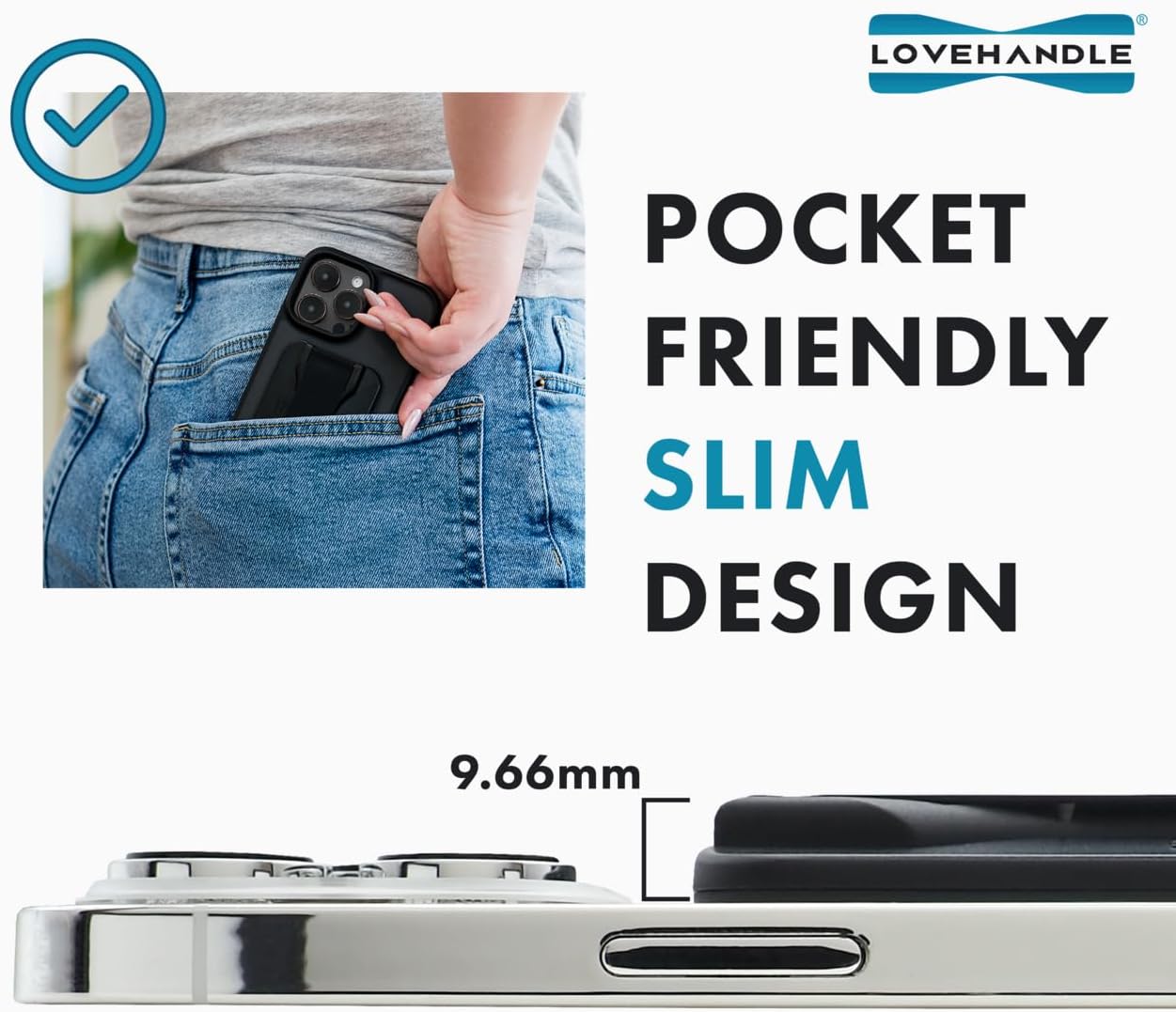 LoveHandle PRO MagSafe Compatible Magnetic Phone Grip w/Kickstand - Mount, Strap and Stand for Smartphone and Tablet - MagSafe Ring Included - Fits All Devices - White Silicone