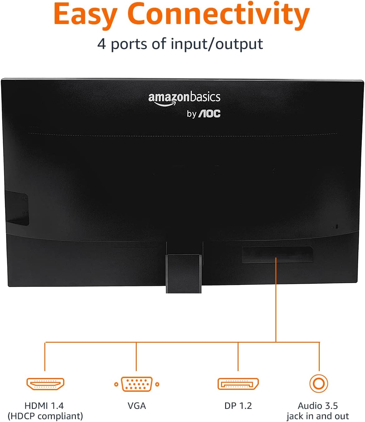 Amazon Basics 24-inch IPS Monitor 75 Hz Powered with AOC Technology FHD 1080P HDMI, Display Port and VGA Input VESA Compatible Built-in Speakers for Office and Home, Black
