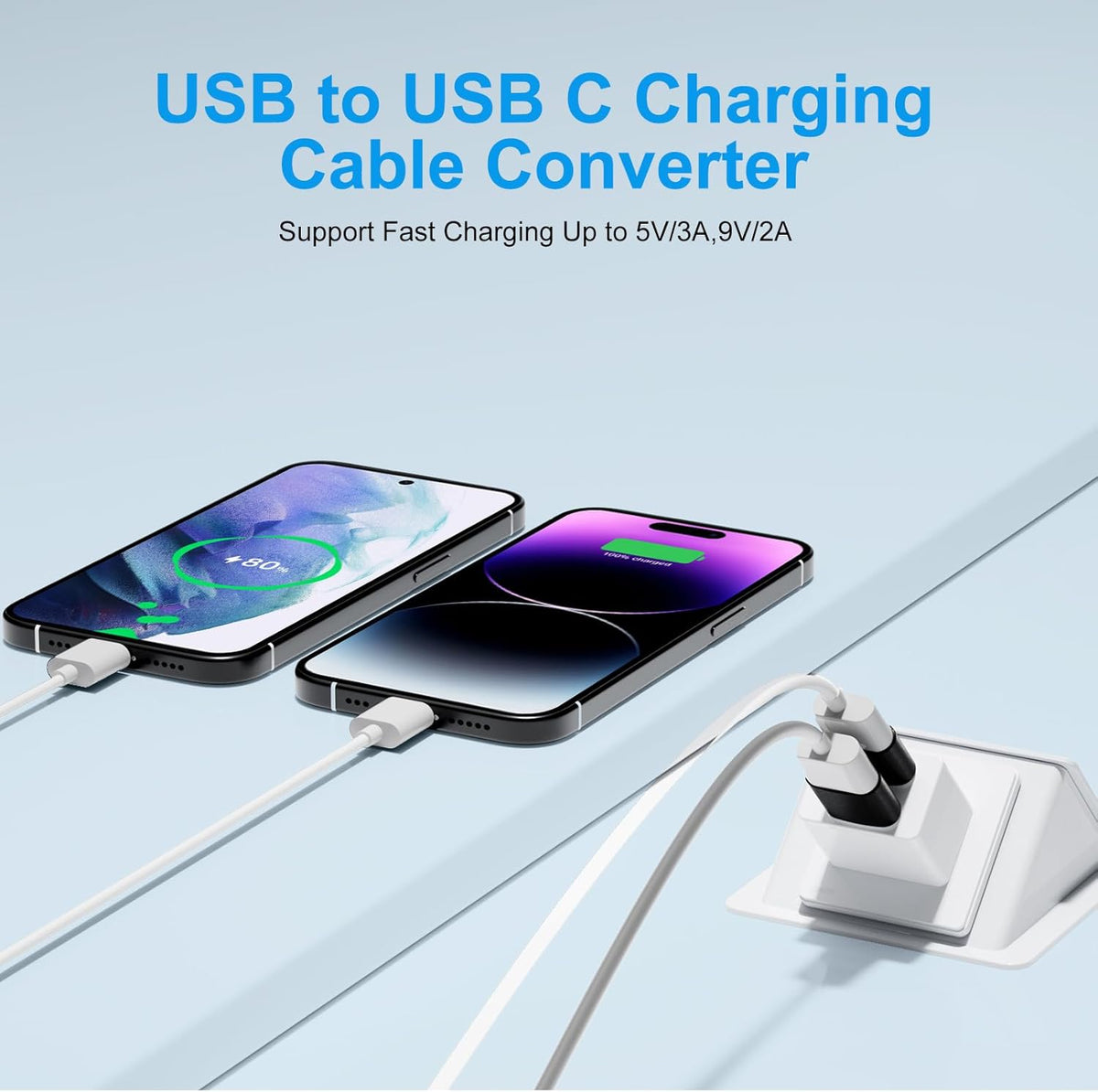 USB to USB C Adapter 8 Pack,USB to Type C Adapter,USBA Charger Type-C Fast Charging Cable Converter,USBC Adapters for iPhone 15 14 13,iWatch,iPad,Phones,Black