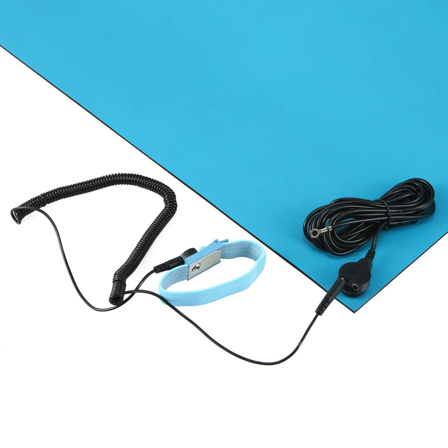 MWRF Source ESD Mat Kit with Wrist Strap and Grounding Cord (2.5 FT x 3 FT x 0.12 Inch, Blue)