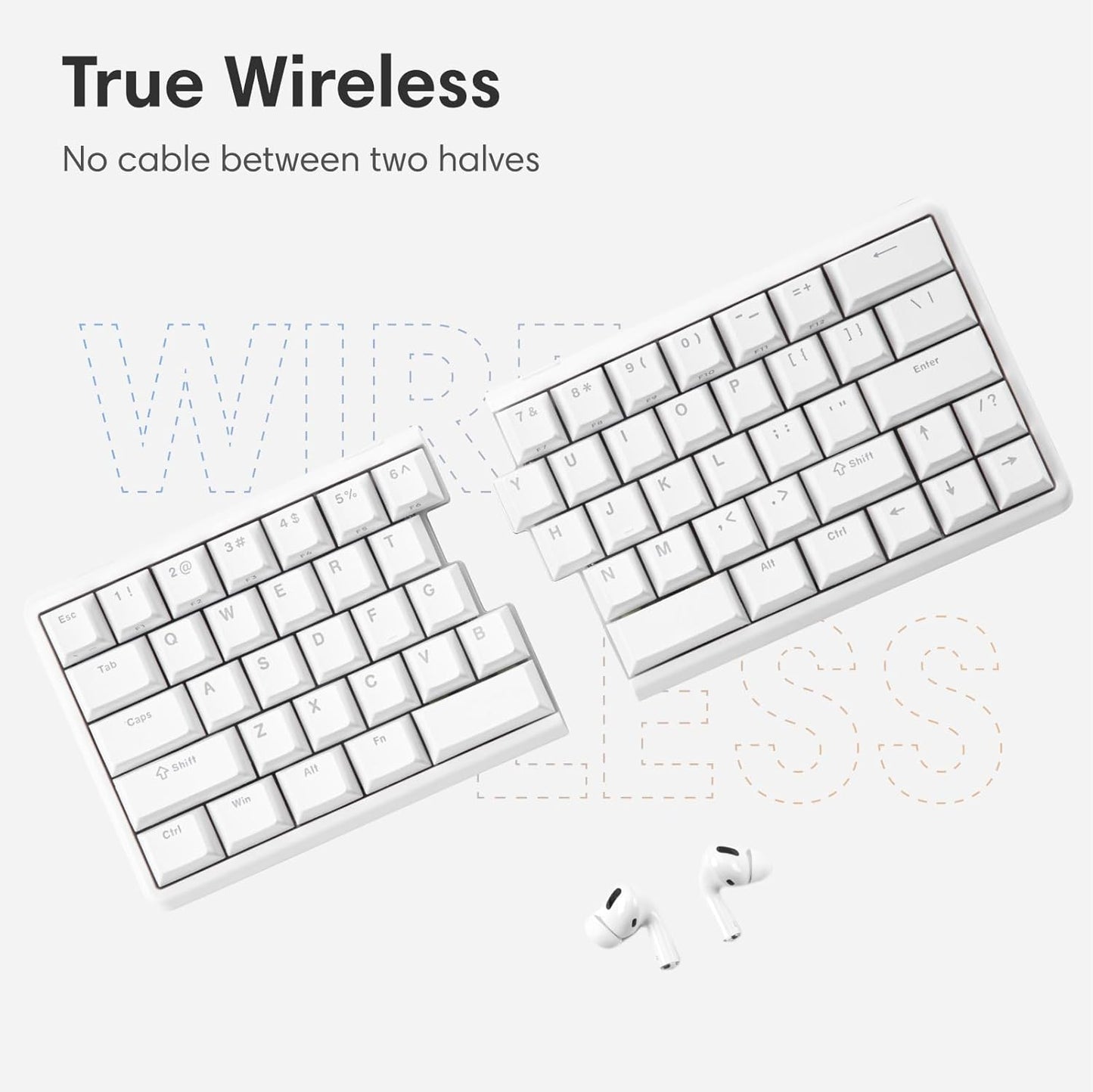 Wireless Ergonomic Split Mechanical Keyboard with Wrist Rest- Linear, RGB, Foam, Hot-Swappable, Compact 60% Layout, Palm Rest, Programmable for Mac & Windows, PBT Keycaps