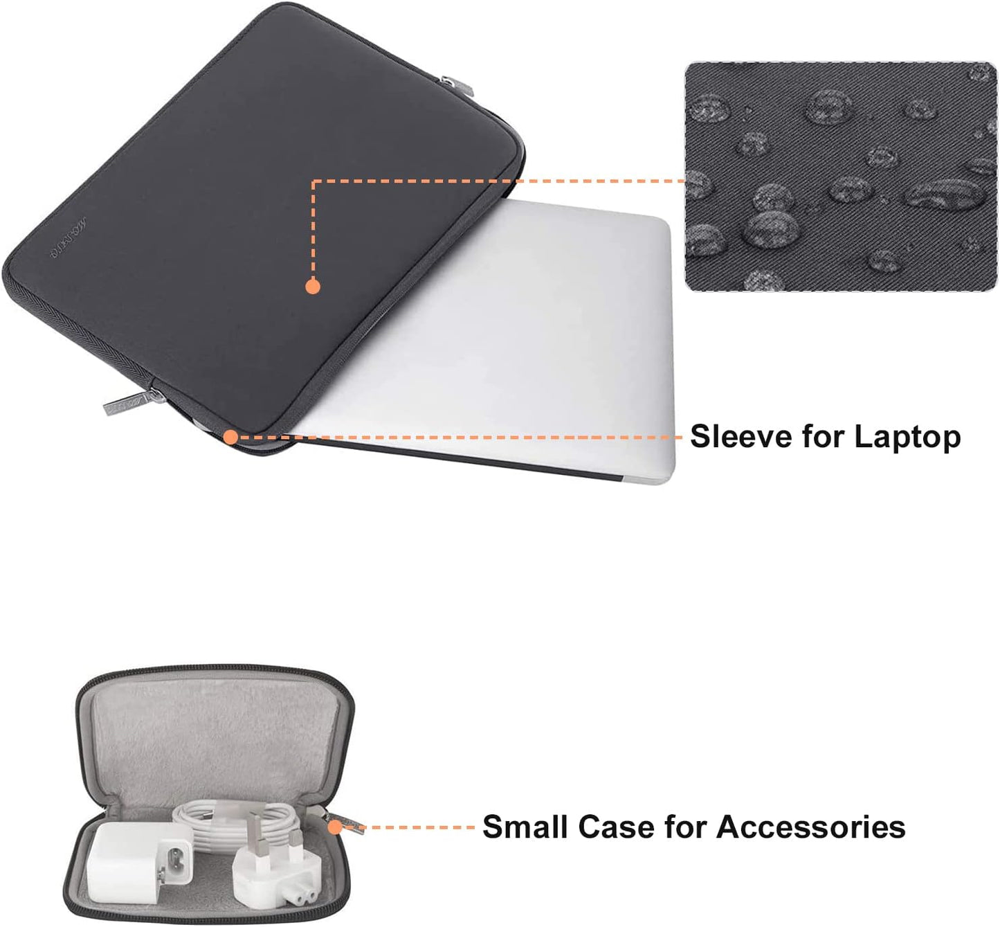 MOSISO Laptop Case 13 inch, 13 inch Laptop Sleeve Bag Compatible with MacBook Air 13 M4 M3 M2 M1 2025-2018 / Pro 13 M2 M1 2025-2016, Neoprene Computer Sleeve Bag with Small Case, Space Gray