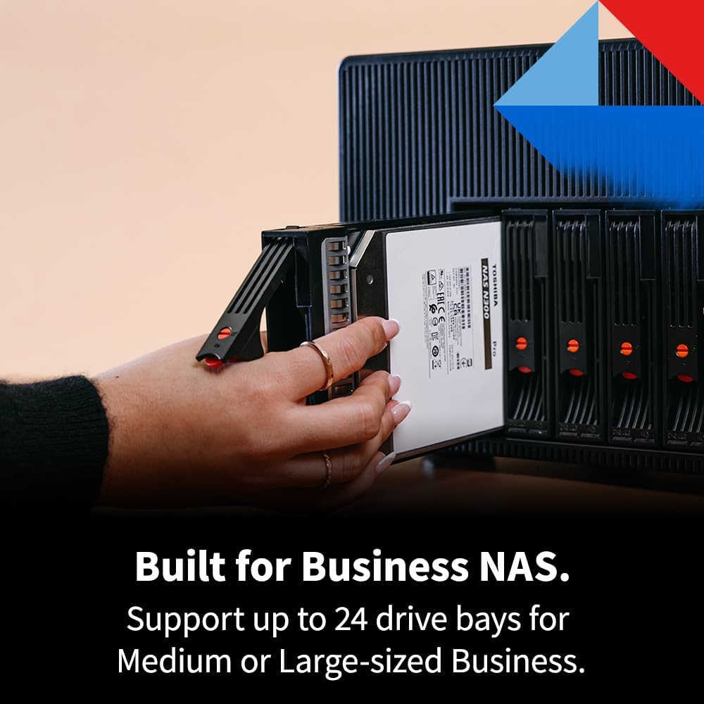 Toshiba N300 PRO 18TB Large-Sized Business NAS (up to 24 bays) 3.5-Inch Internal Hard Drive - Up to 300 TB/year Workload Rate CMR SATA 6 GB/s 7200 RPM 512 MB Cache - HDWG51JXZSTB